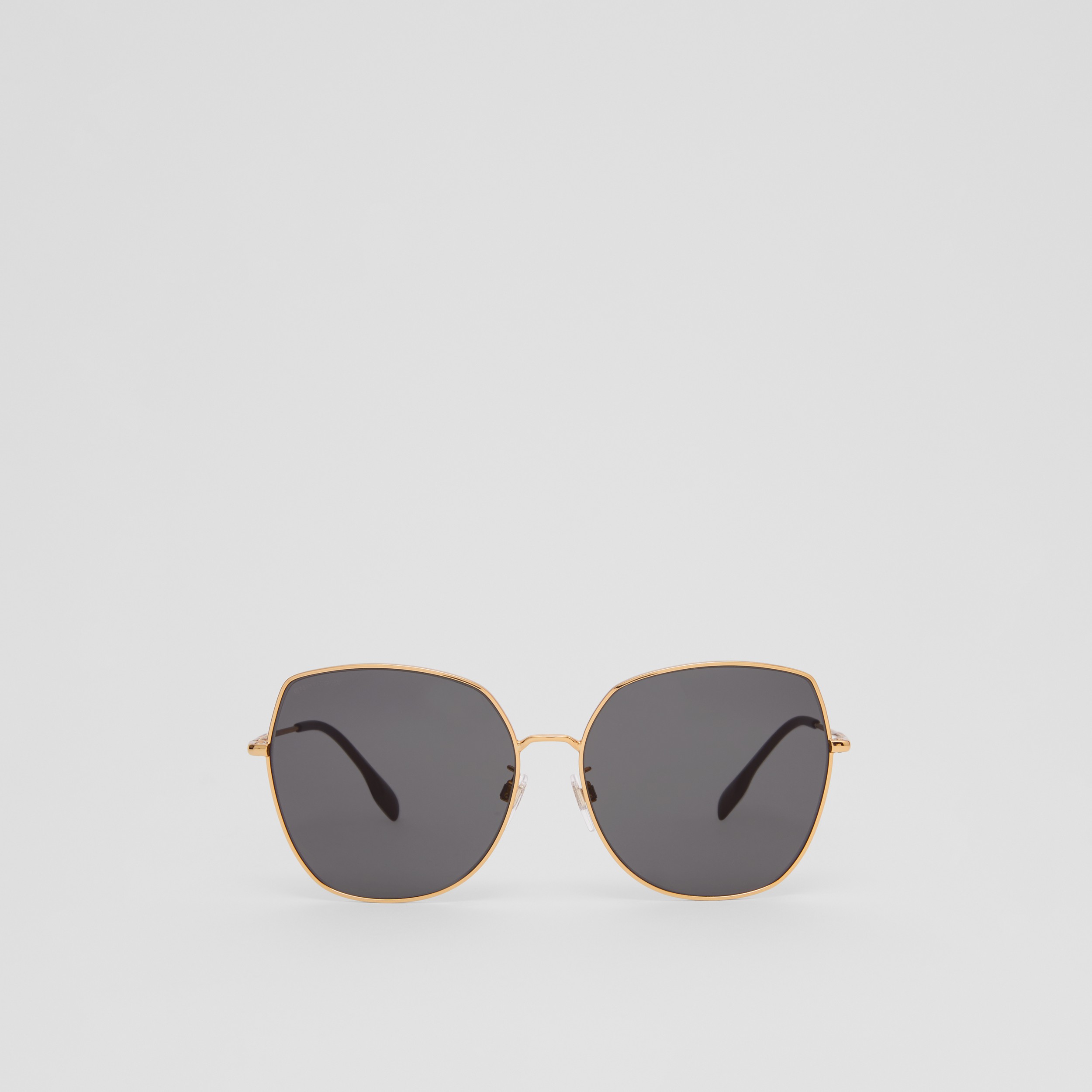 Sonnenbrille mit eckigem Gestell und Streifendetails (Goldfarben) - Damen | Burberry® - 1