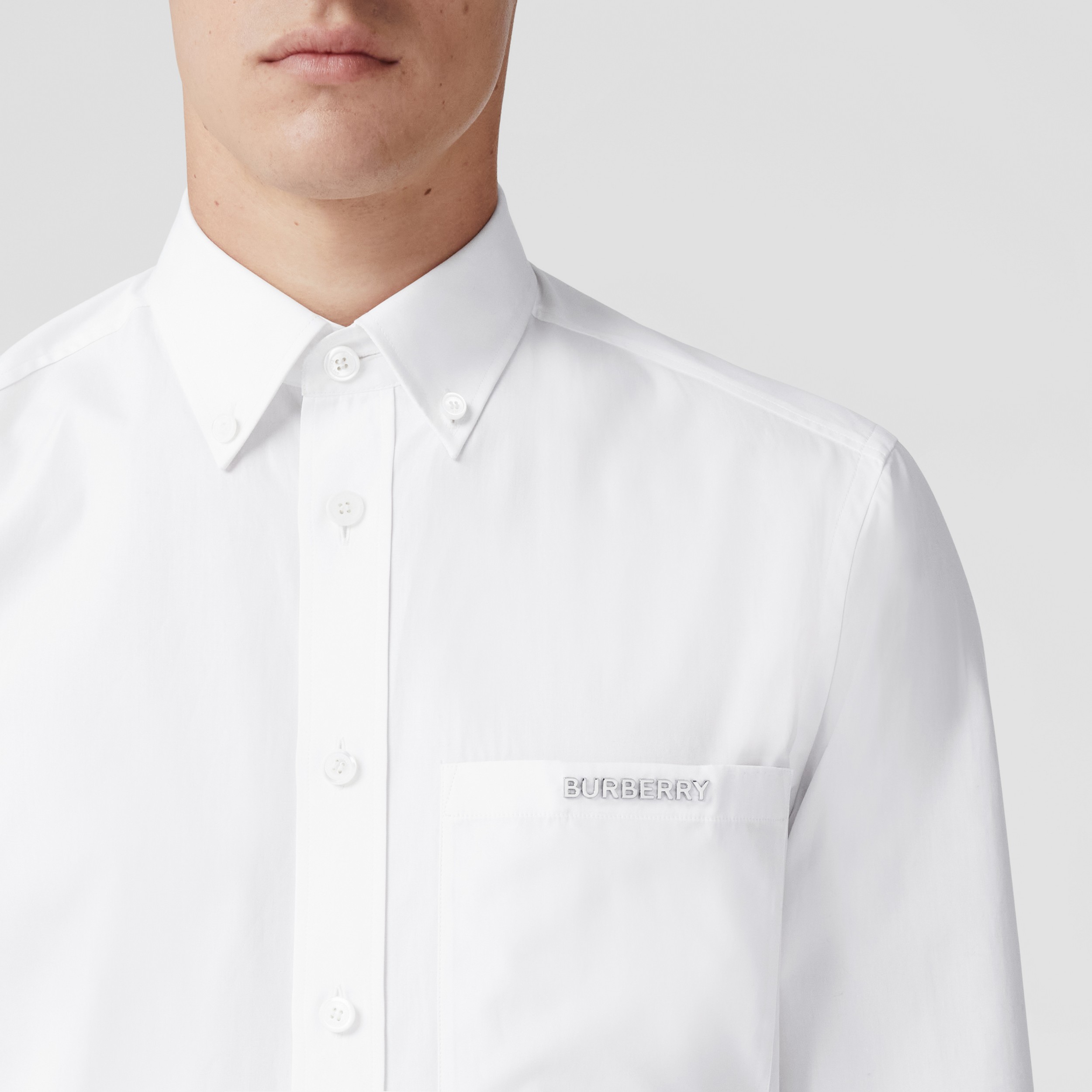 Logo Detail Cotton Shirt – Exclusive Capsule Collection in Optic White - Men | Burberry® Official - 2