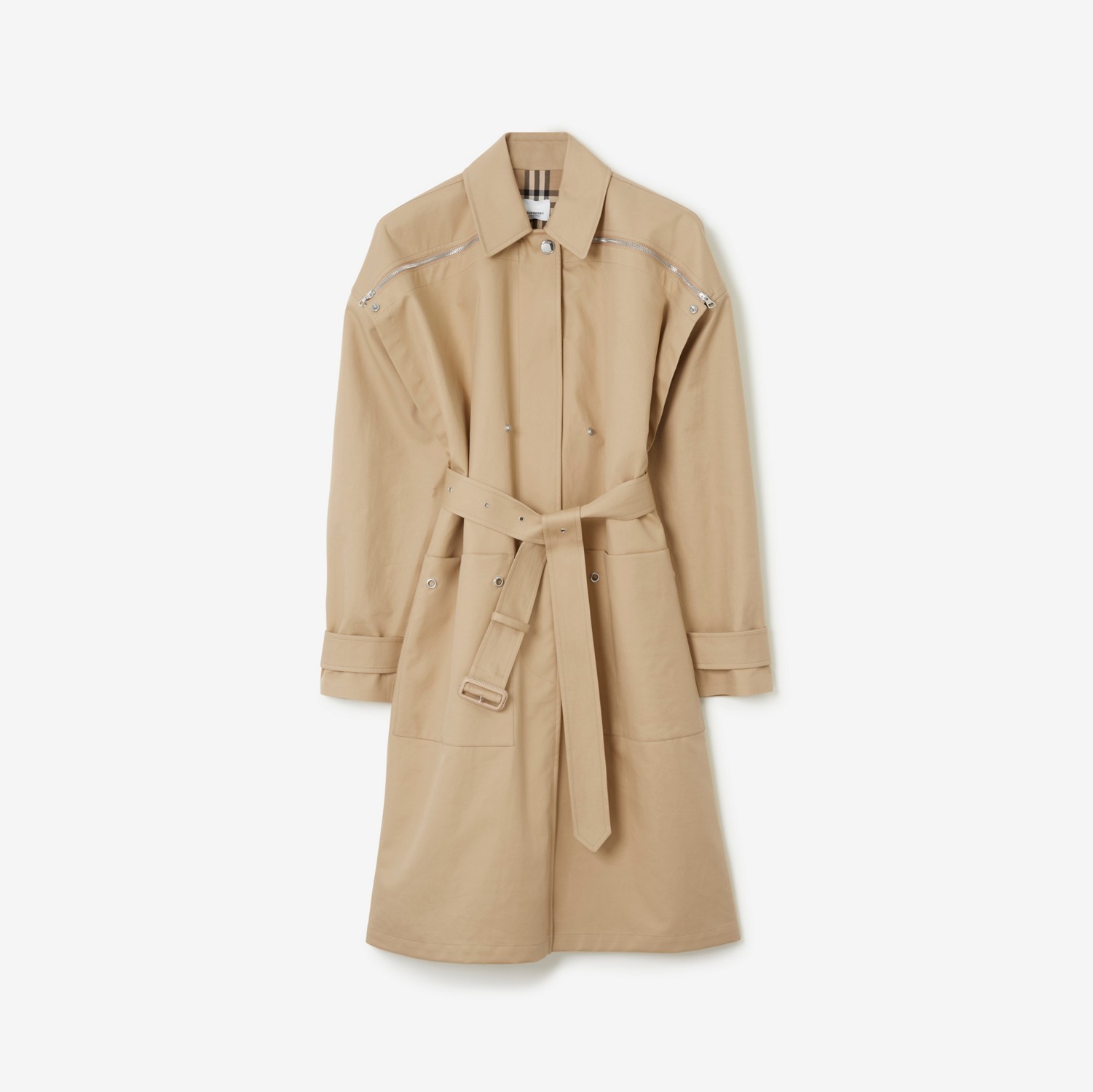 Car coat de algodão com cinto (Mel/bege Clássico) - Mulheres | Burberry® oficial