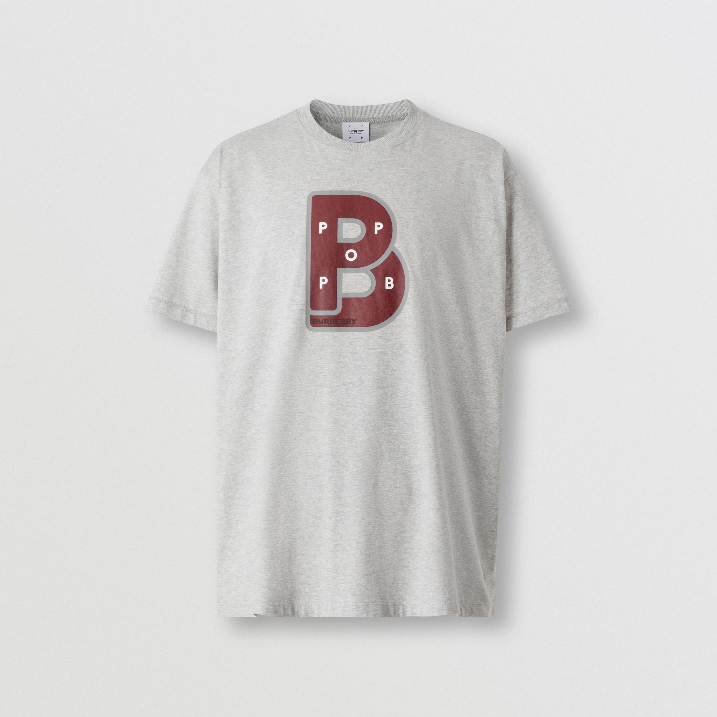 Letter Graphic Cotton T-shirt in Pale Grey Melange - Men | Burberry®  Official