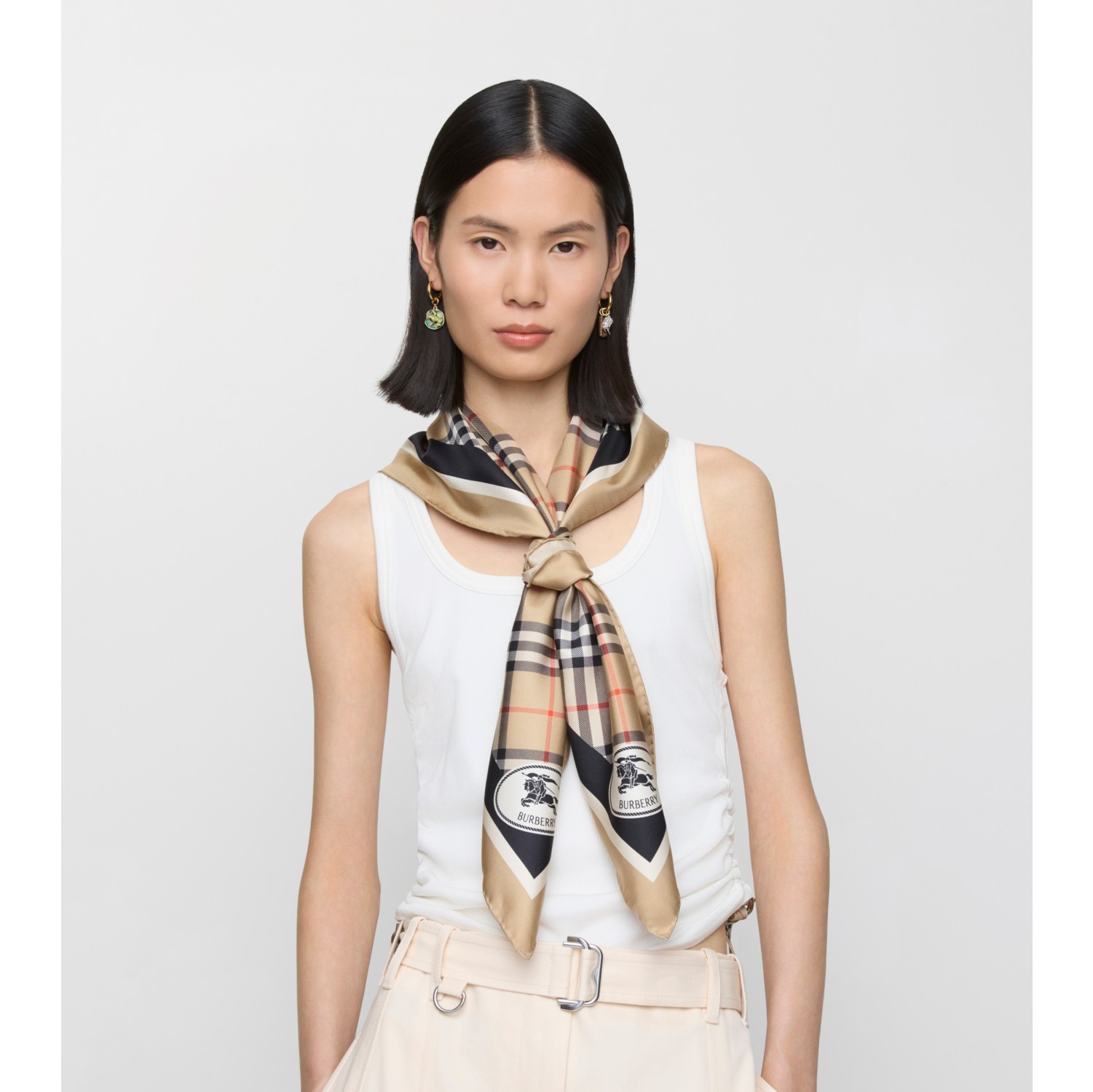 Check Silk Scarf