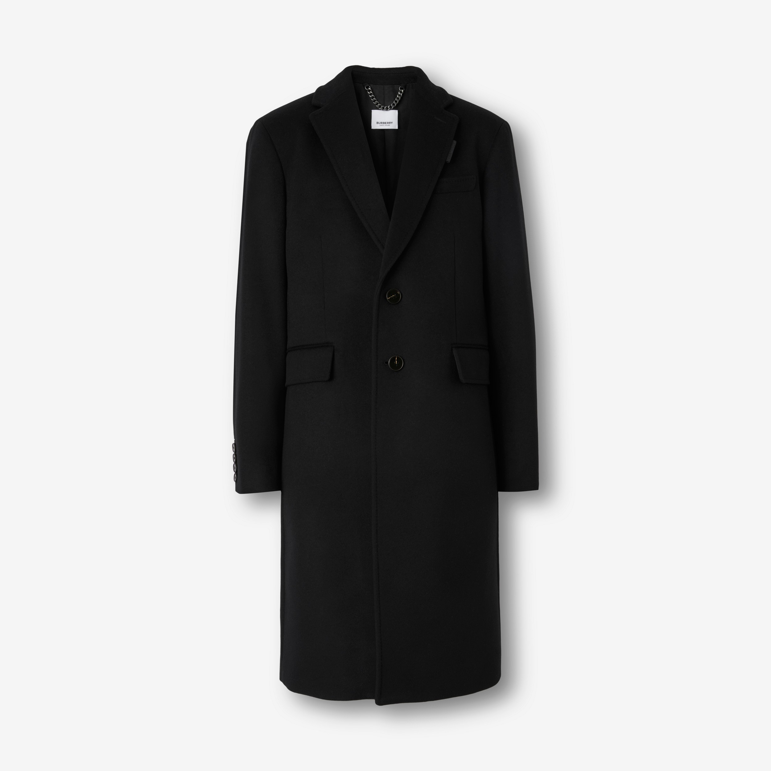 Manteau ajusté en laine et cachemire (Noir) - Homme | Site officiel Burberry® - 1