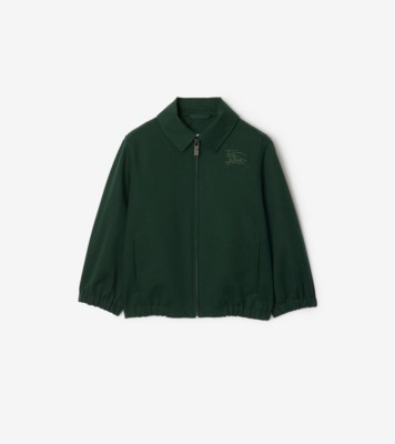 Cotton Blend Harrington Jacket in Dark moss | Burberry® Official