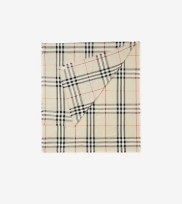 Burberry Check Cashmere Silk Blend Tweed Scarf in Archive Beige, Burberry®  Official