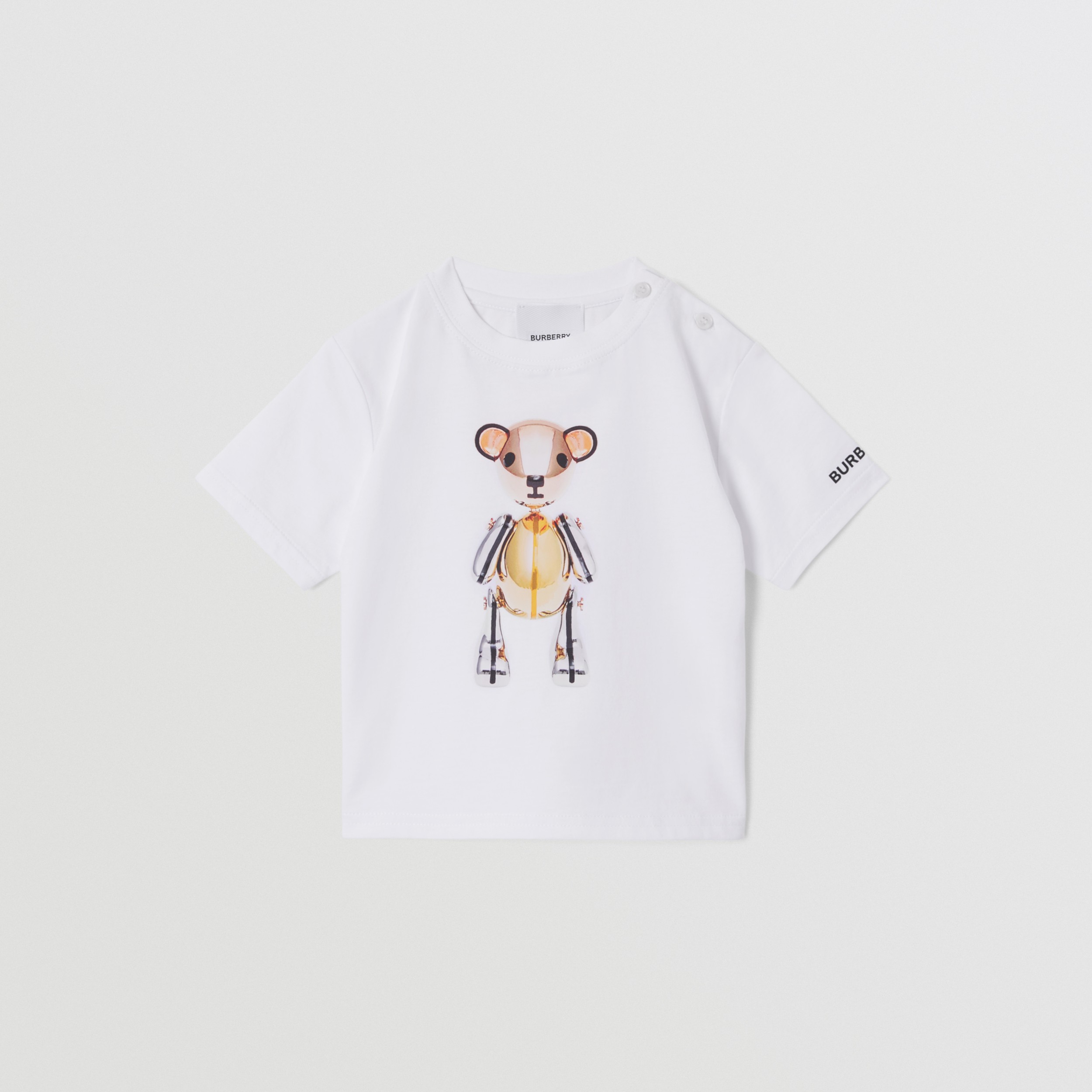 Thomas Bear Print Cotton T Shirt In White Children Burberry United Kingdom