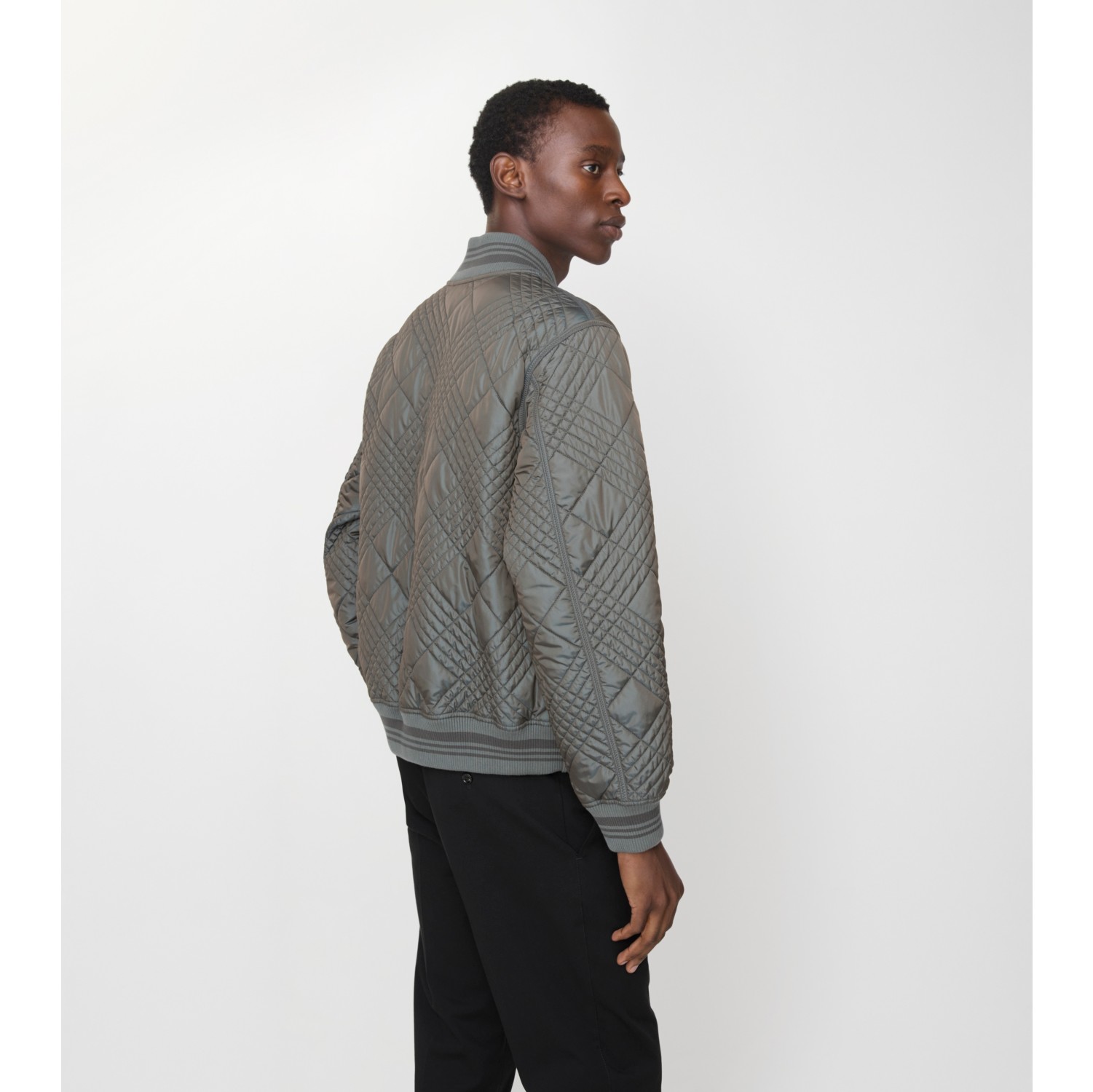 Micro Check-stitch Rakewood Bomber Jacket in Stonewashed grey - Men | Burberry® Official