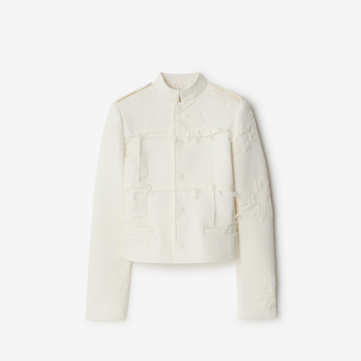 Shop Burberry Daisy Silk Blend Tailored Jacket In Natural White