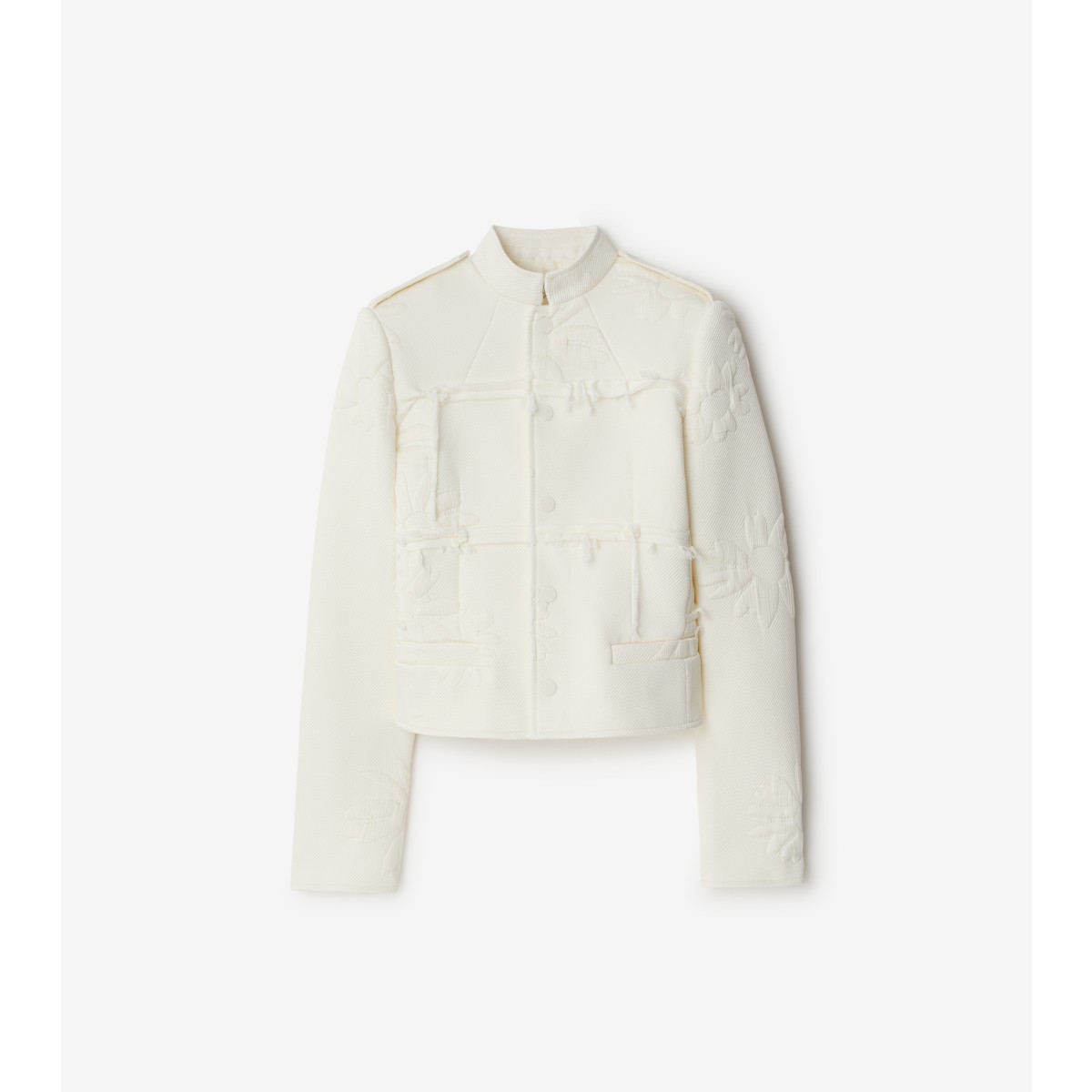 Shop Burberry Daisy Silk Blend Tailored Jacket In Natural White