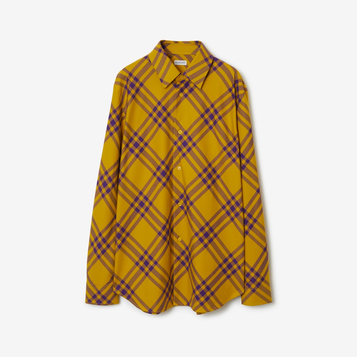 Burberry Check Cotton Shirt In Yellow