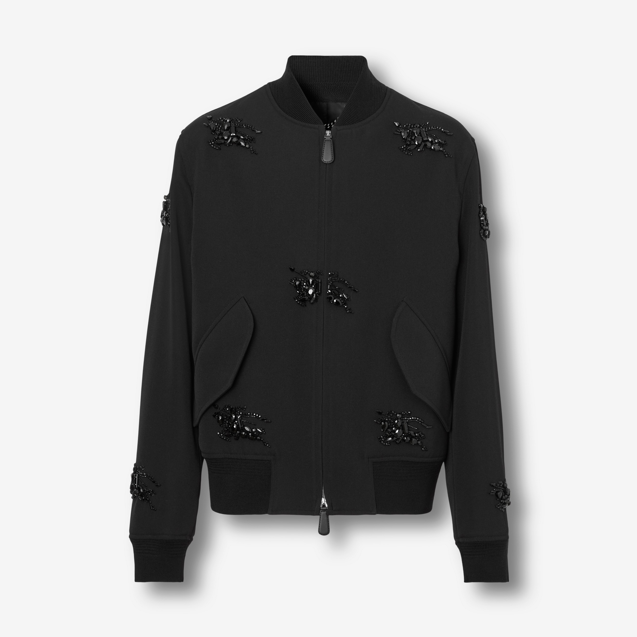 Crystal EKD Grain de Poudre Wool Harrington Jacket in Black - Men | Burberry® Official - 1