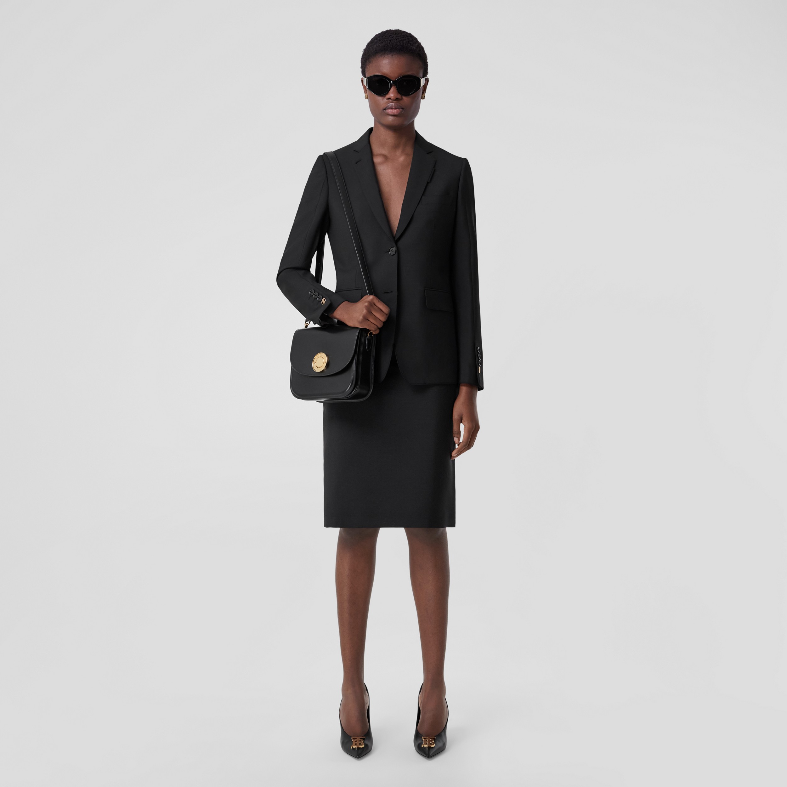 Mohair Wool Pencil Skirt in Black - Women | Burberry® Official - 4