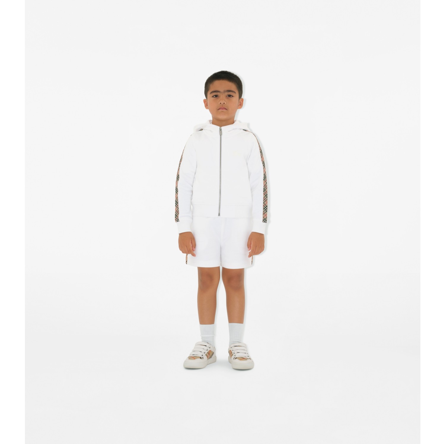 Hoodie zippé en coton avec Check