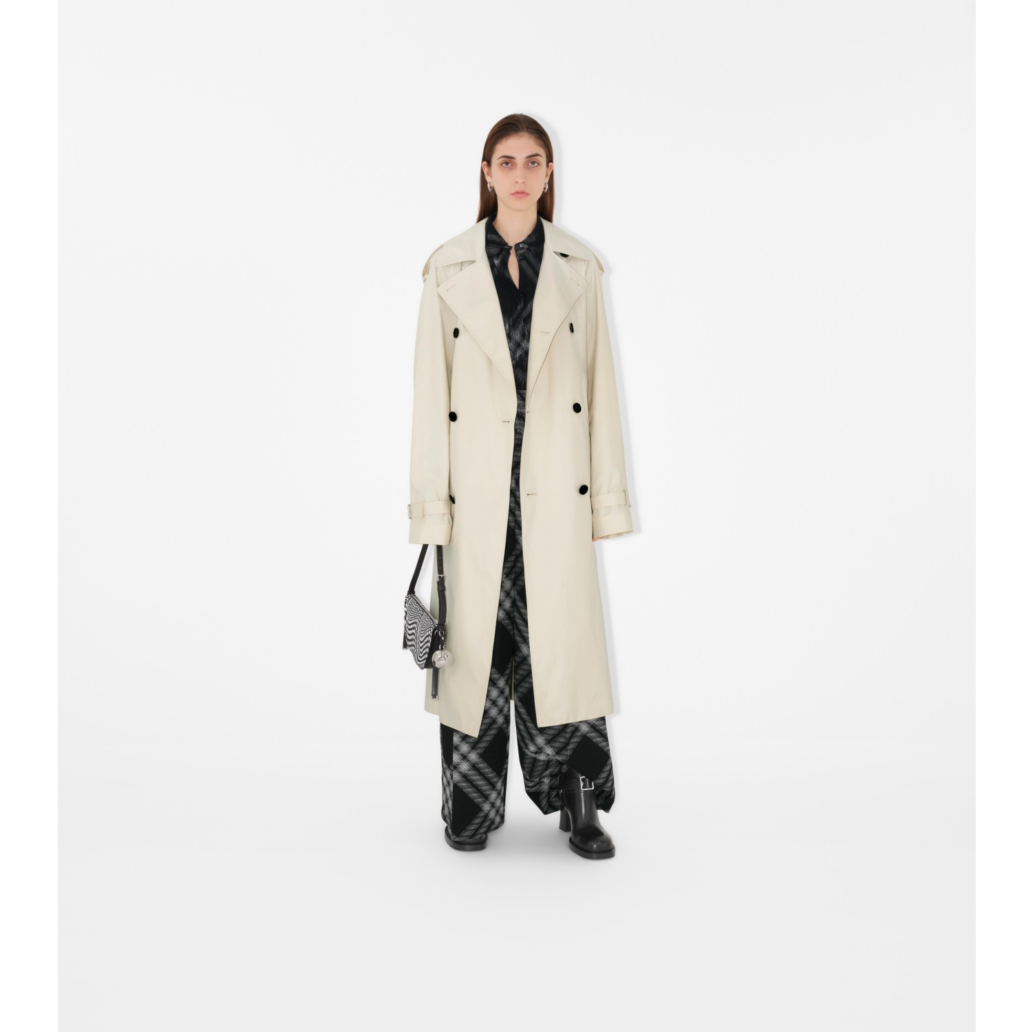 Trench coat largo en gabardina Calico Mujer Algodon de gabardina Burberry oficial