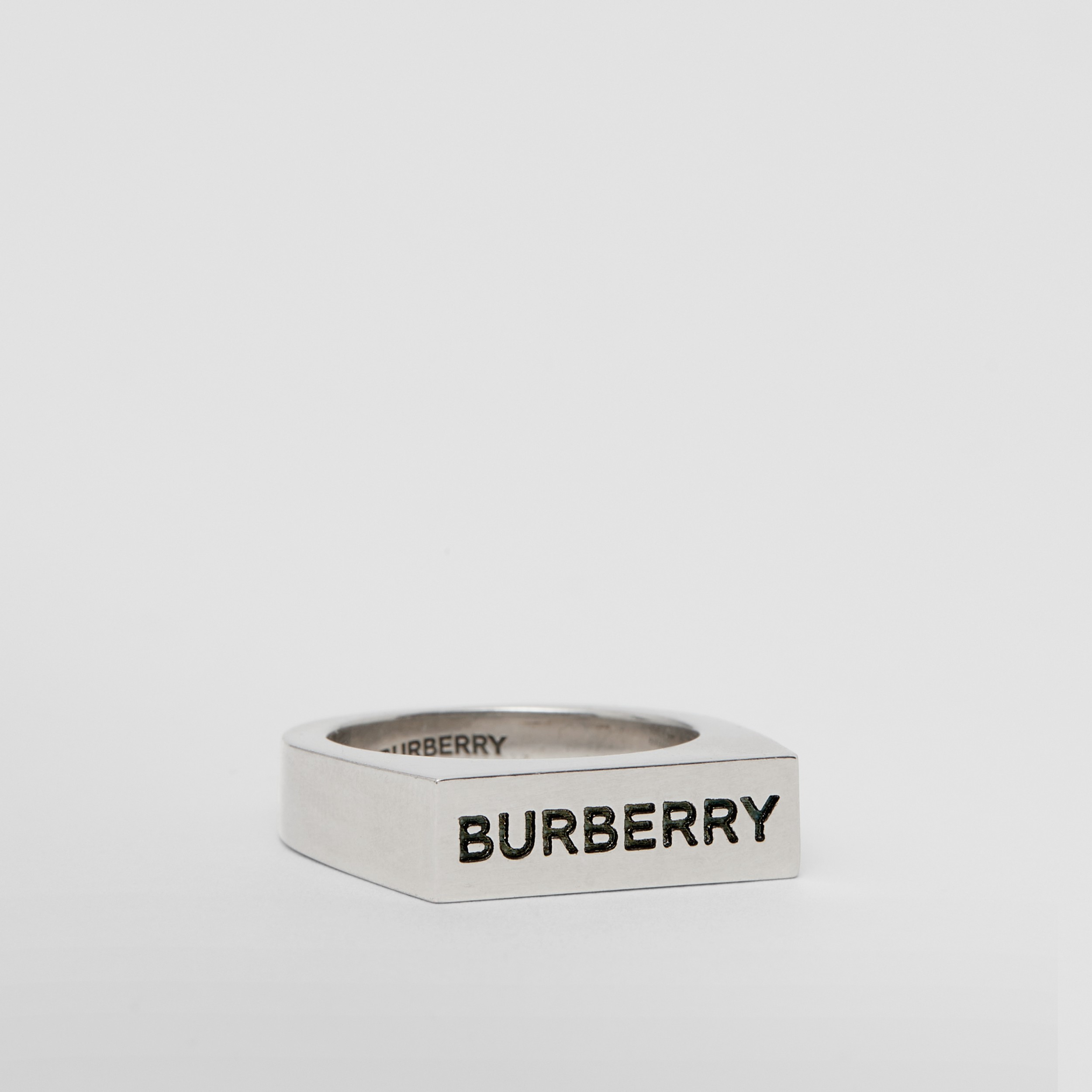 Logo Engraved Palladium-plated Signet Ring in Vintage Steel - Men | Burberry® Official - 3