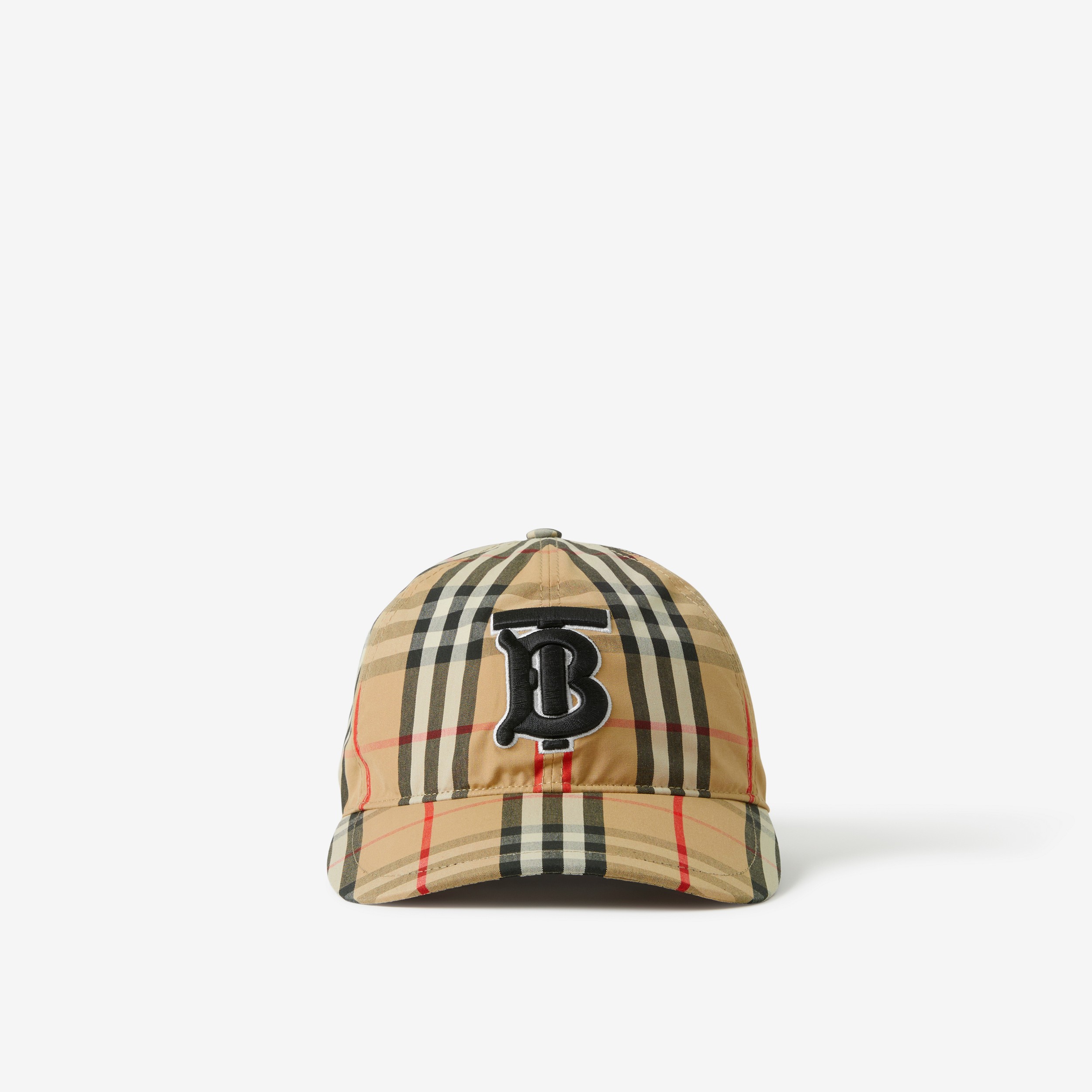 Monogram Motif Vintage Check Cotton Baseball Cap in Archive Beige | Burberry® Official - 1
