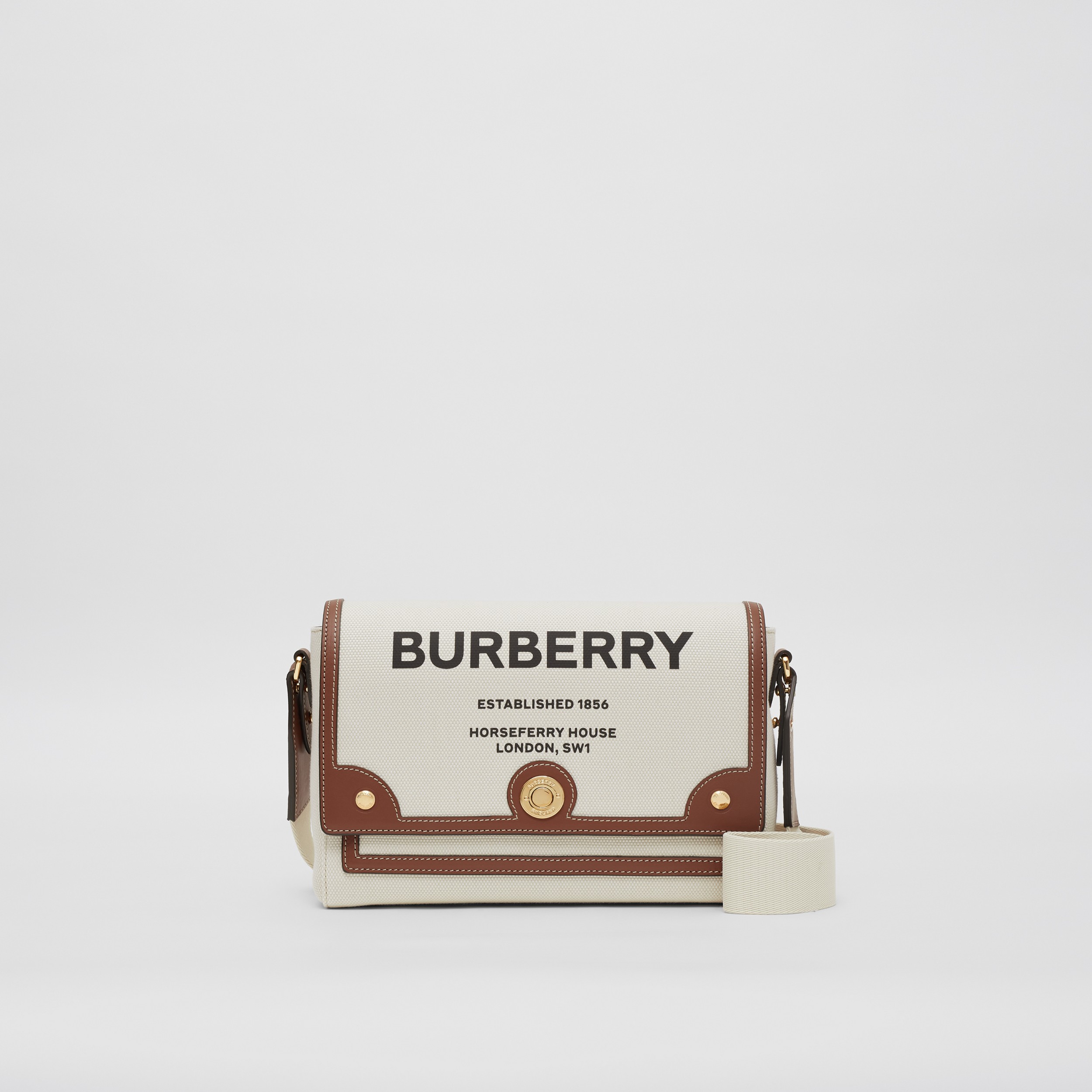 Horseferry Print Canvas Note Crossbody Bag in Natural/tan - Women | Burberry® Official - 1