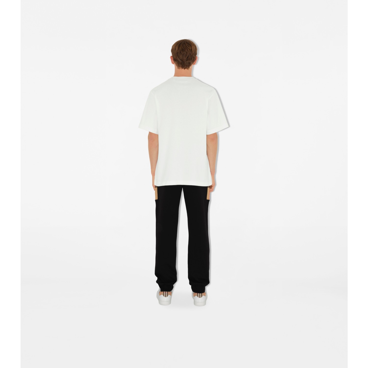 Check Panel Cotton Jogging Pants