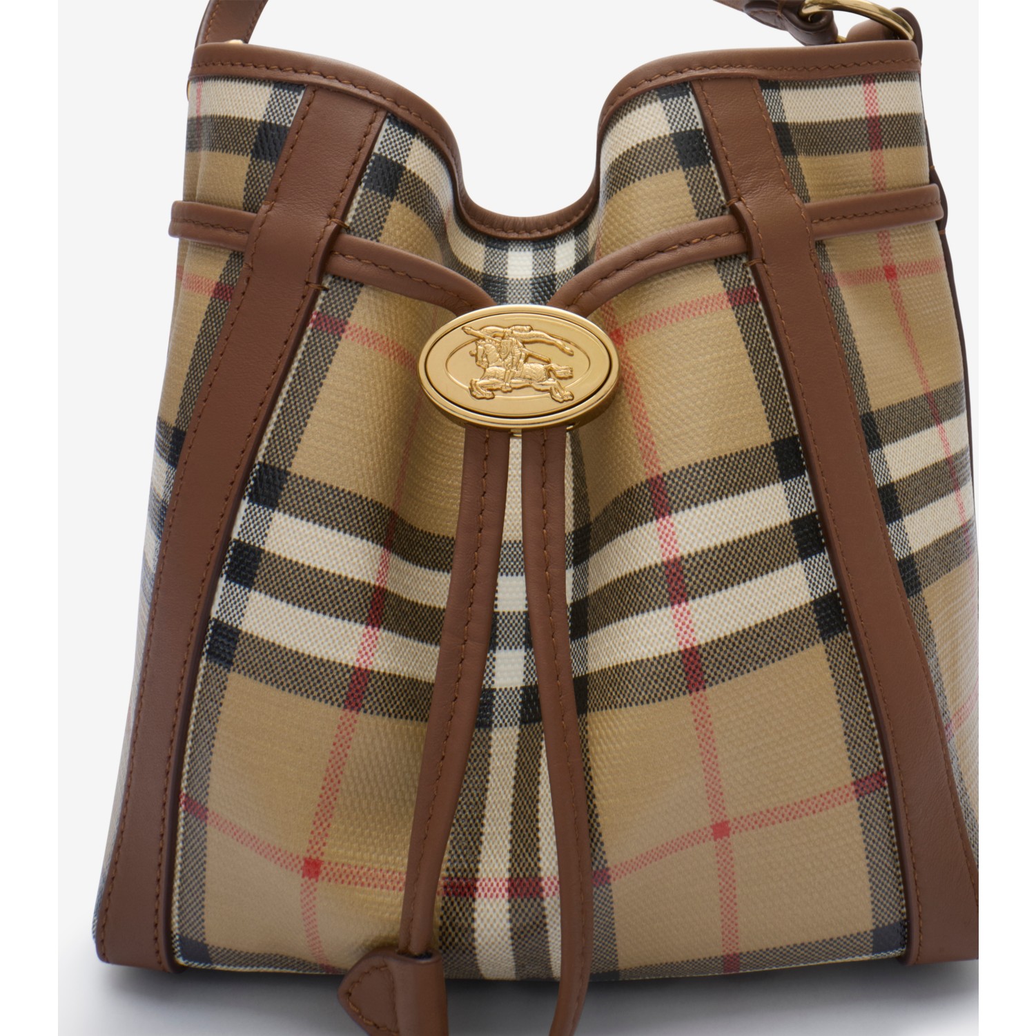 Mini Check Bucket Bag in Archive beige - Women, Cotton | Burberry® Official
