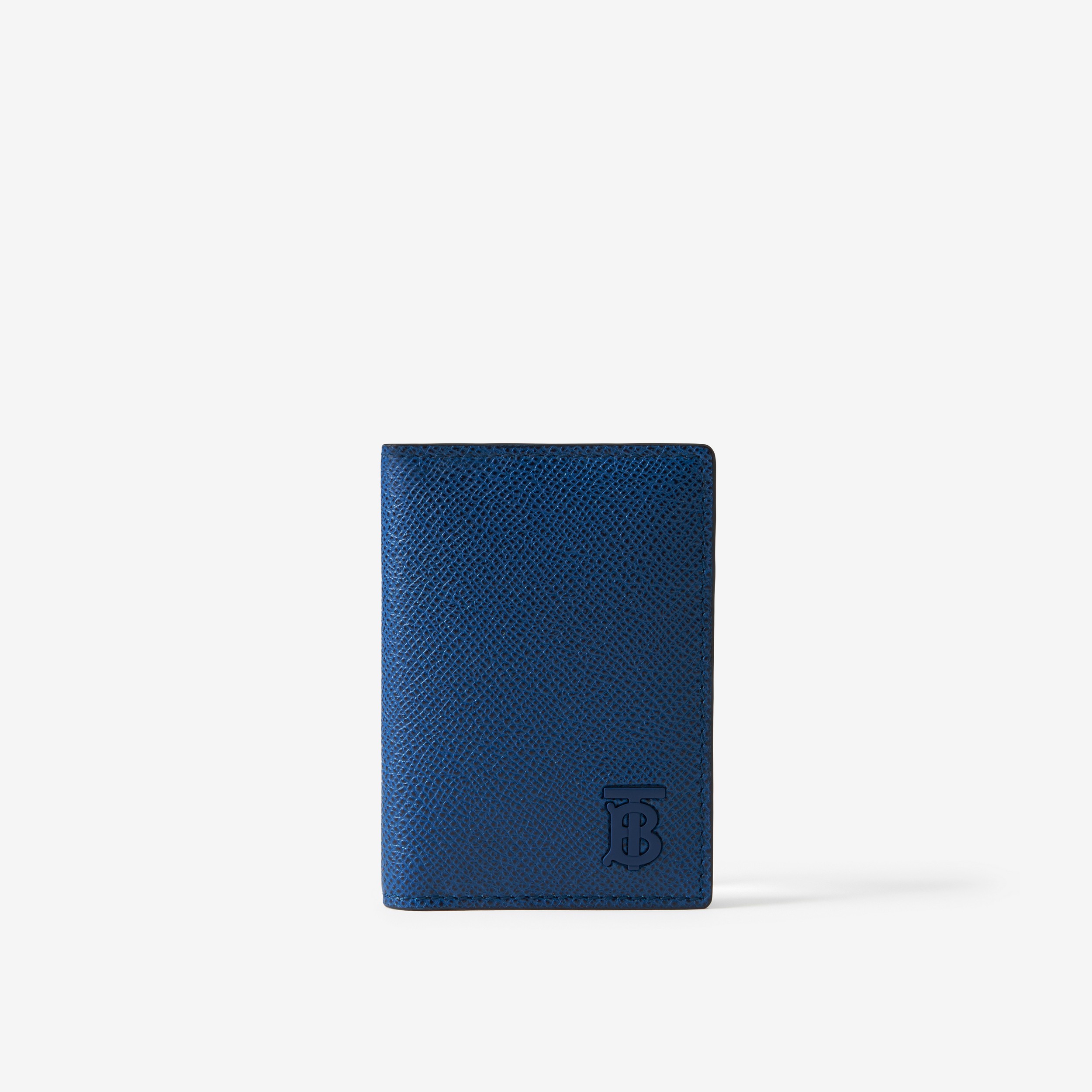 Porta-cartões TB dobrável de couro granulado (Azul Marinho Enriquecido) - Homens | Burberry® oficial - 1
