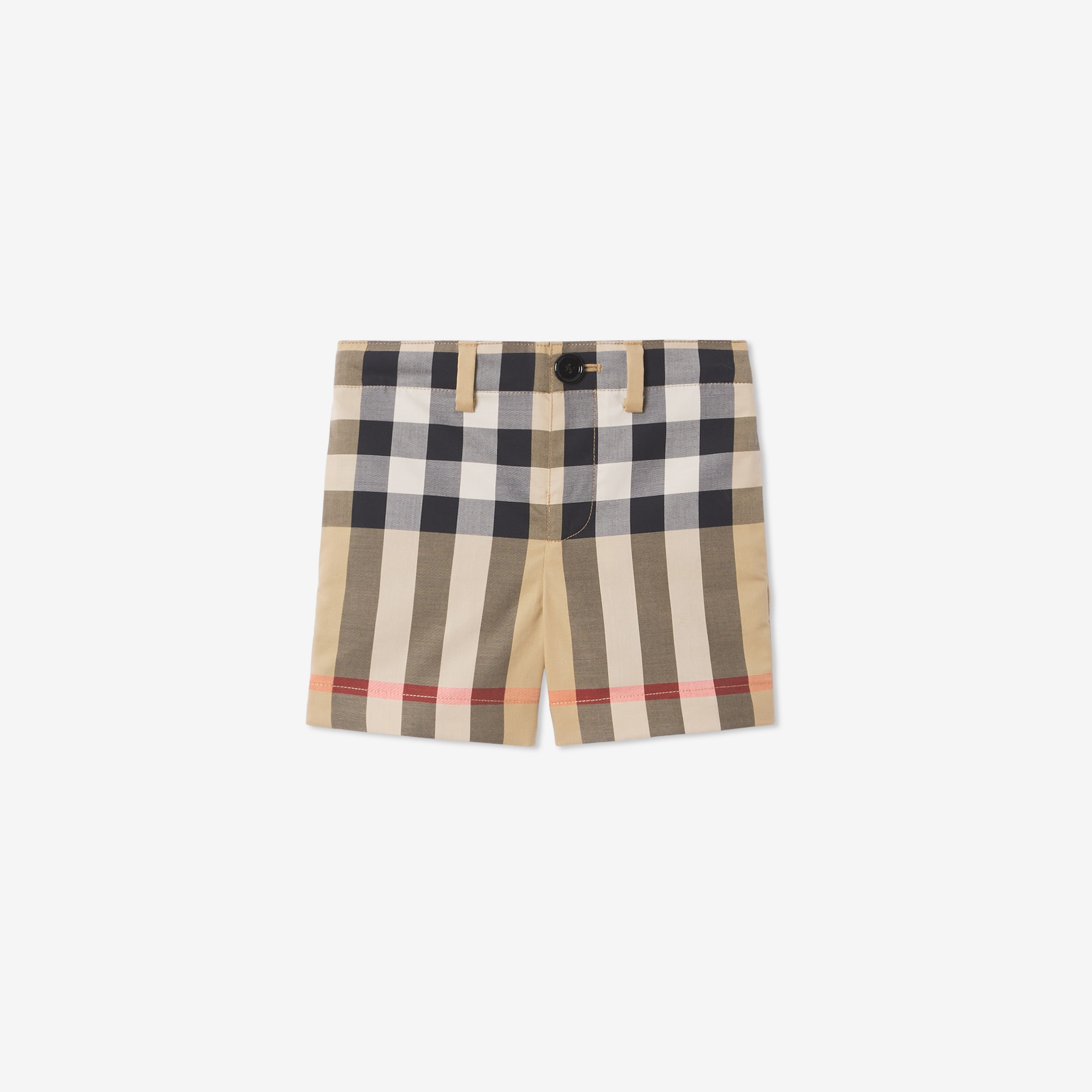 Check Stretch Cotton Tailored Shorts in Archive Beige - Children | Burberry® Official - 1