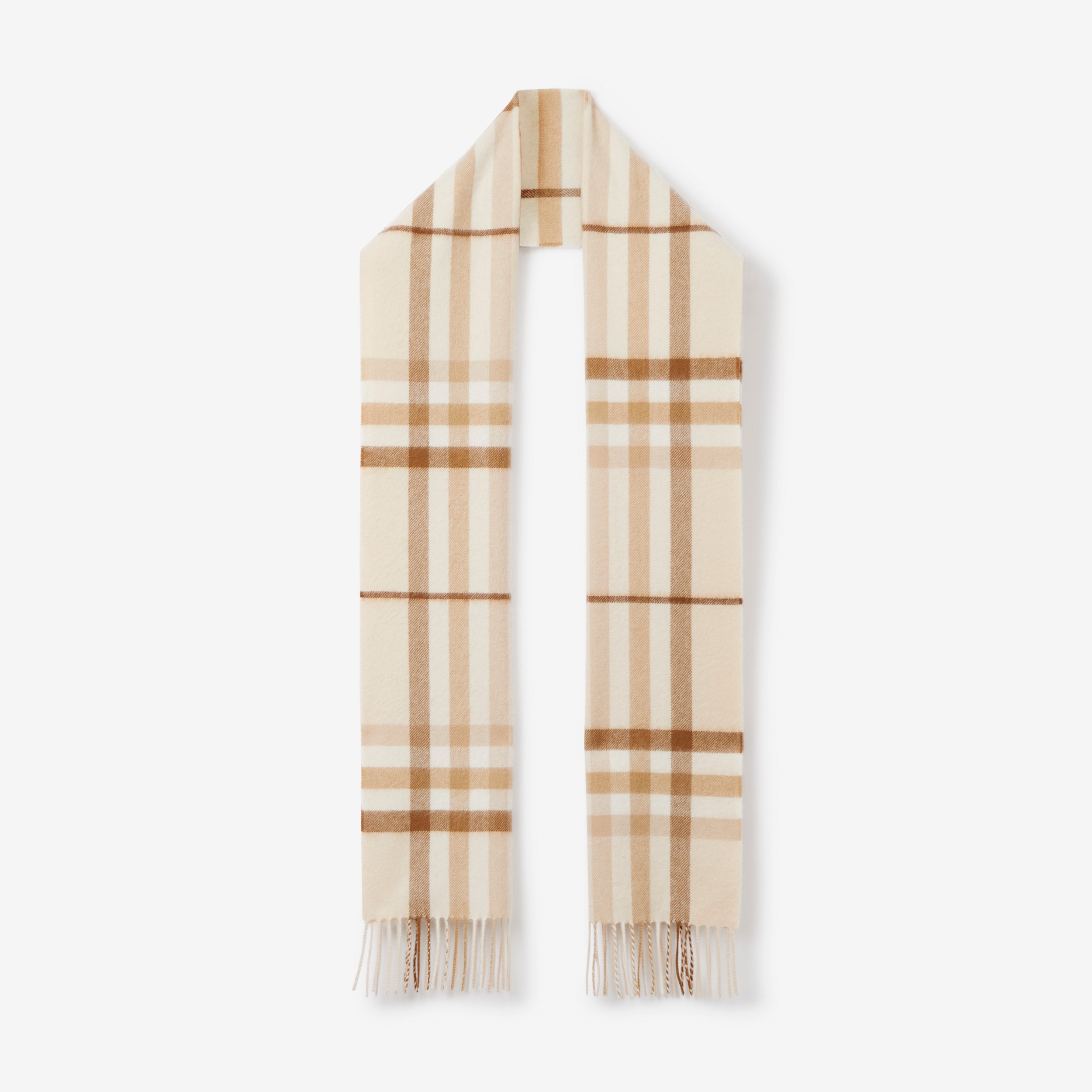 Check Cashmere Scarf in Tonal Soft Fawn | Burberry® Official