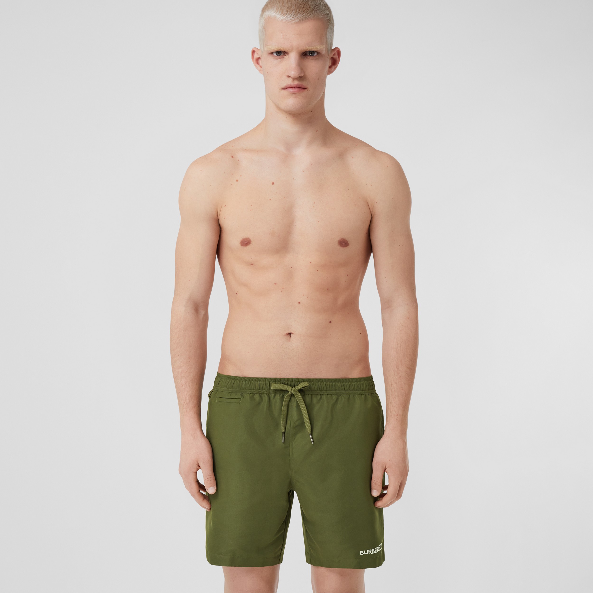 Logo Detail Swim Shorts in Olive - Men | Burberry® Official - 3