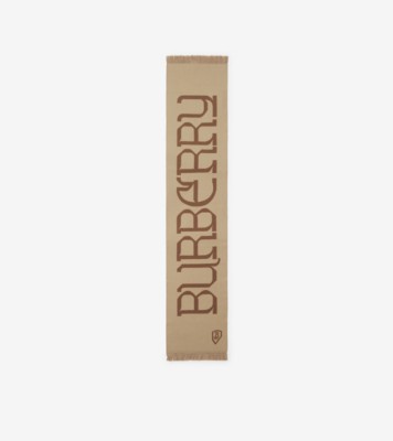 Logo Wool Scarf in Sand | Burberry® Official