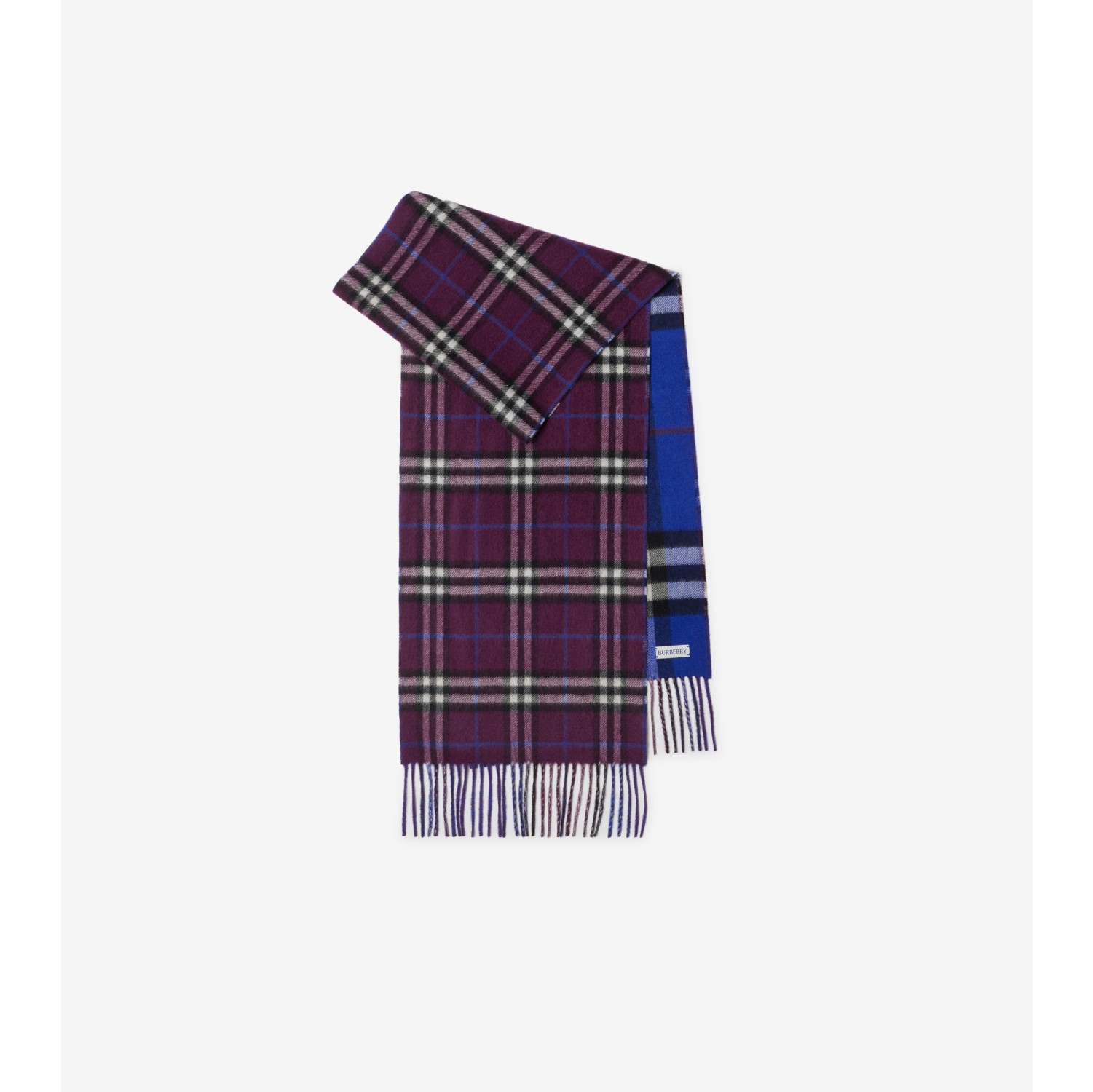 Reversible Check Cashmere Scarf in Knight/pansy | Burberry® Official