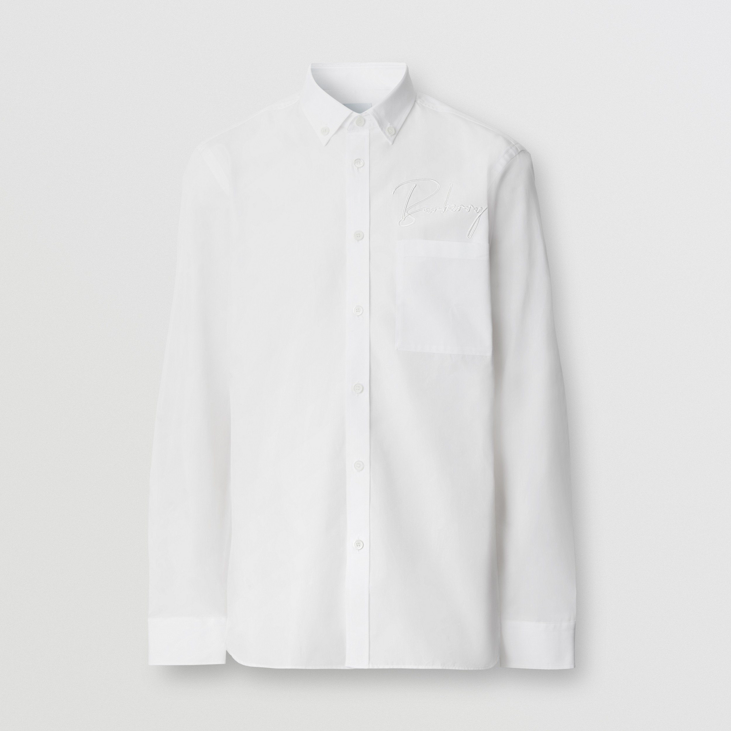 Baumwollhemd mit gesticktem Logo (Optic-weiß) - Herren | Burberry® - 1