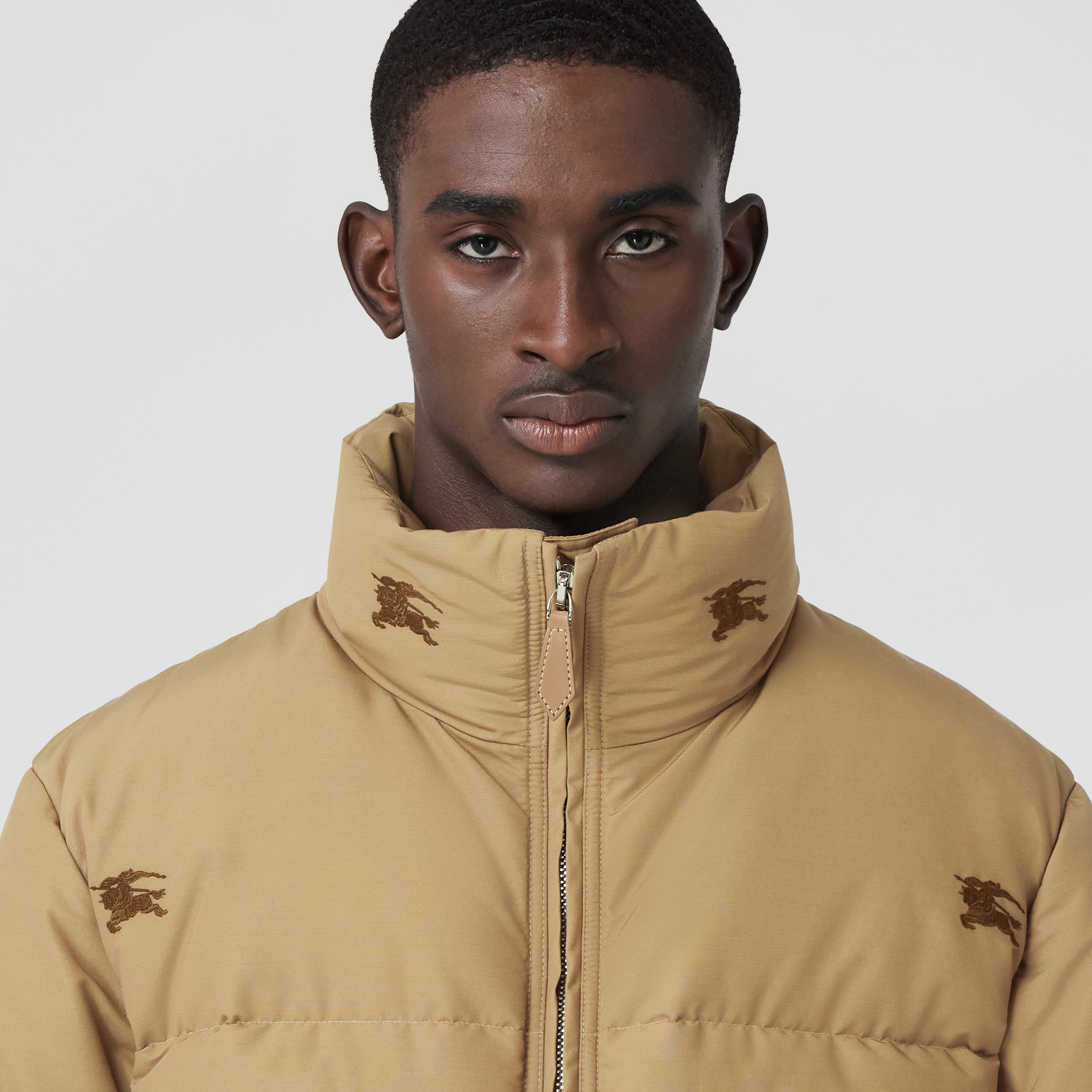 Embroidered EKD Nylon Puffer Jacket in Camel - Men | Burberry® Official - 2
