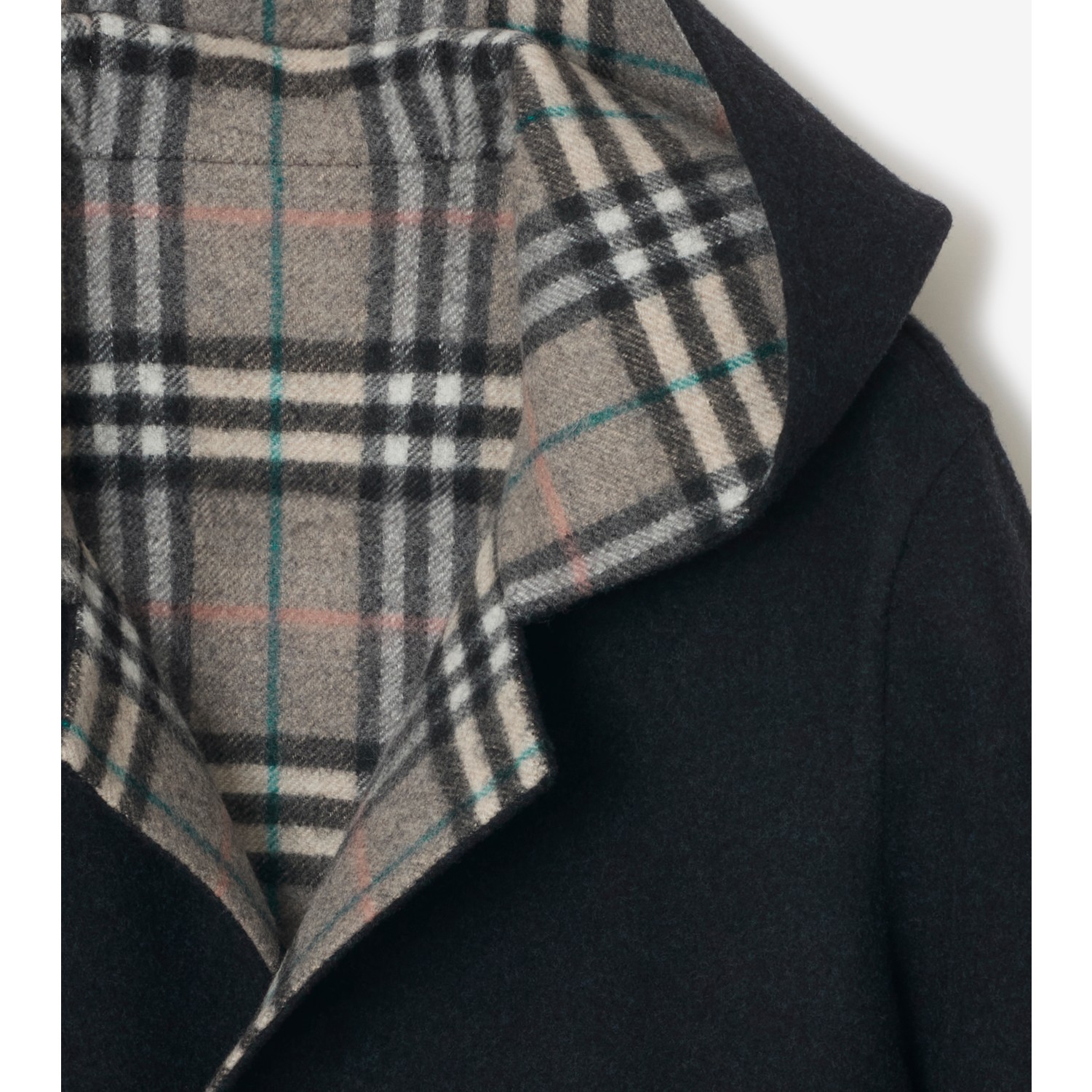 Reversible Wool Hooded Wrap Coat in Navy/Glacier - Women | Burberry® Official