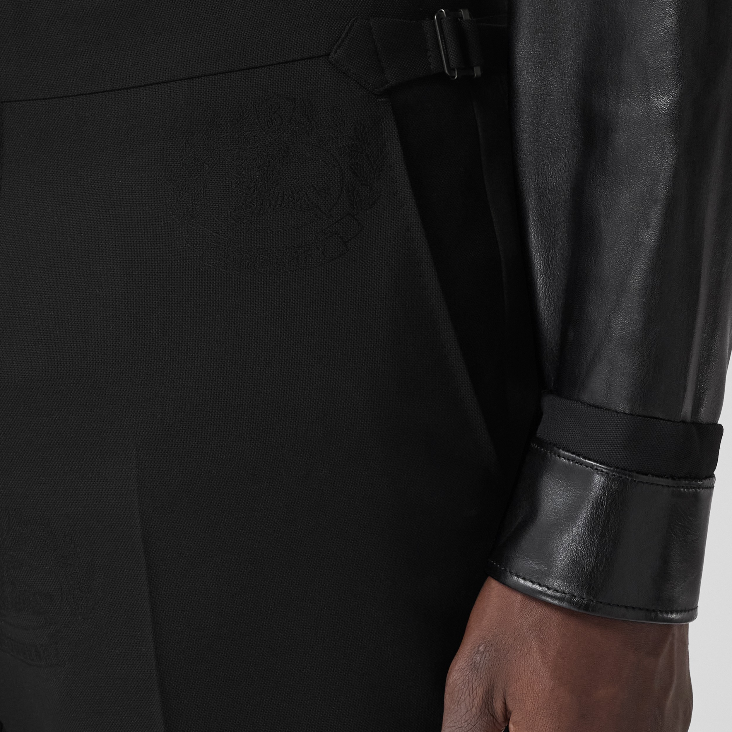 Classic Fit EKD Wool Cotton Jacquard Tuxedo Trousers in Black - Men | Burberry® Official - 2