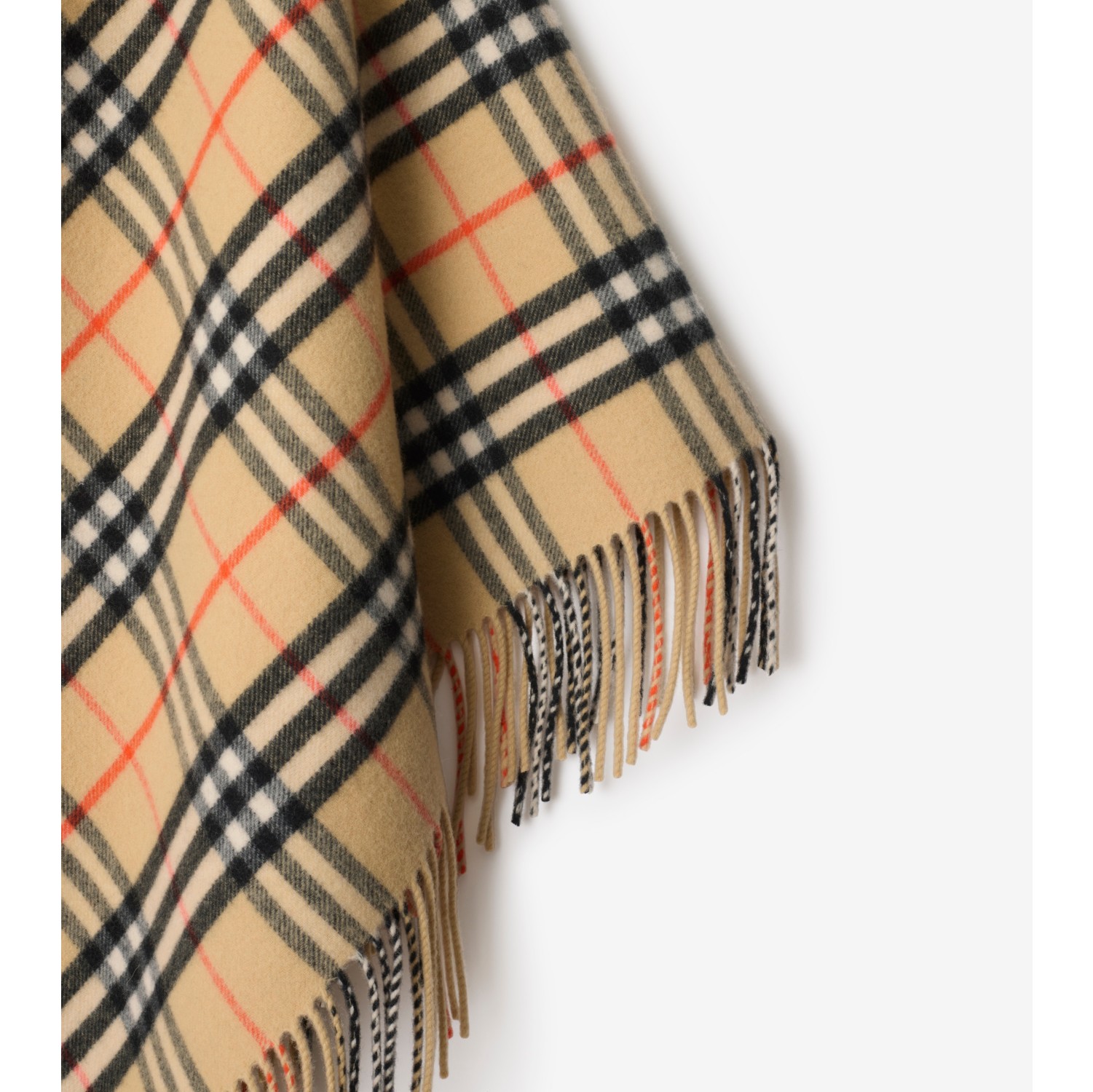 Check Wool Cashmere Cape