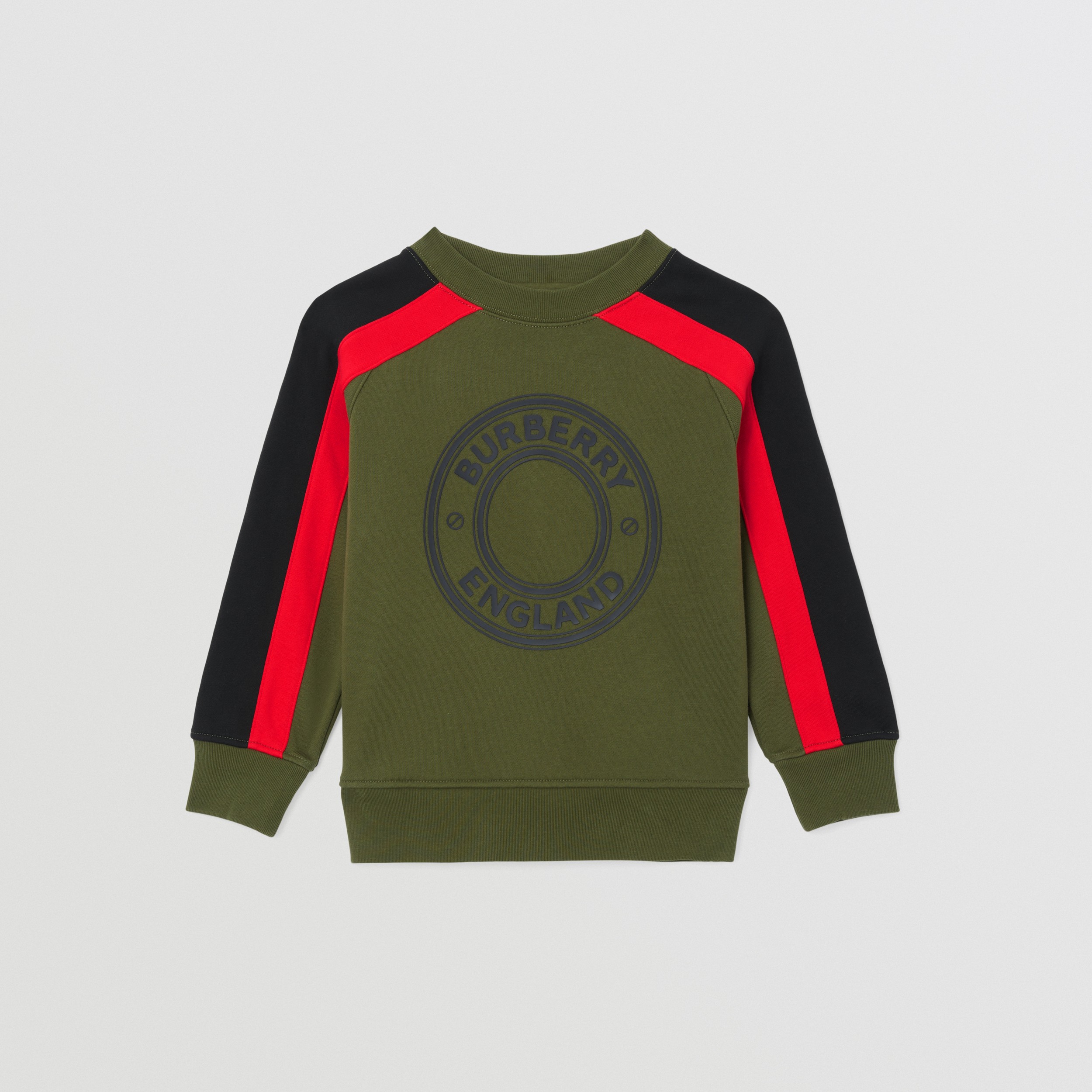Logo Graphic Cotton Sweatshirt in Dark Olive Green | Burberry® Official - 1