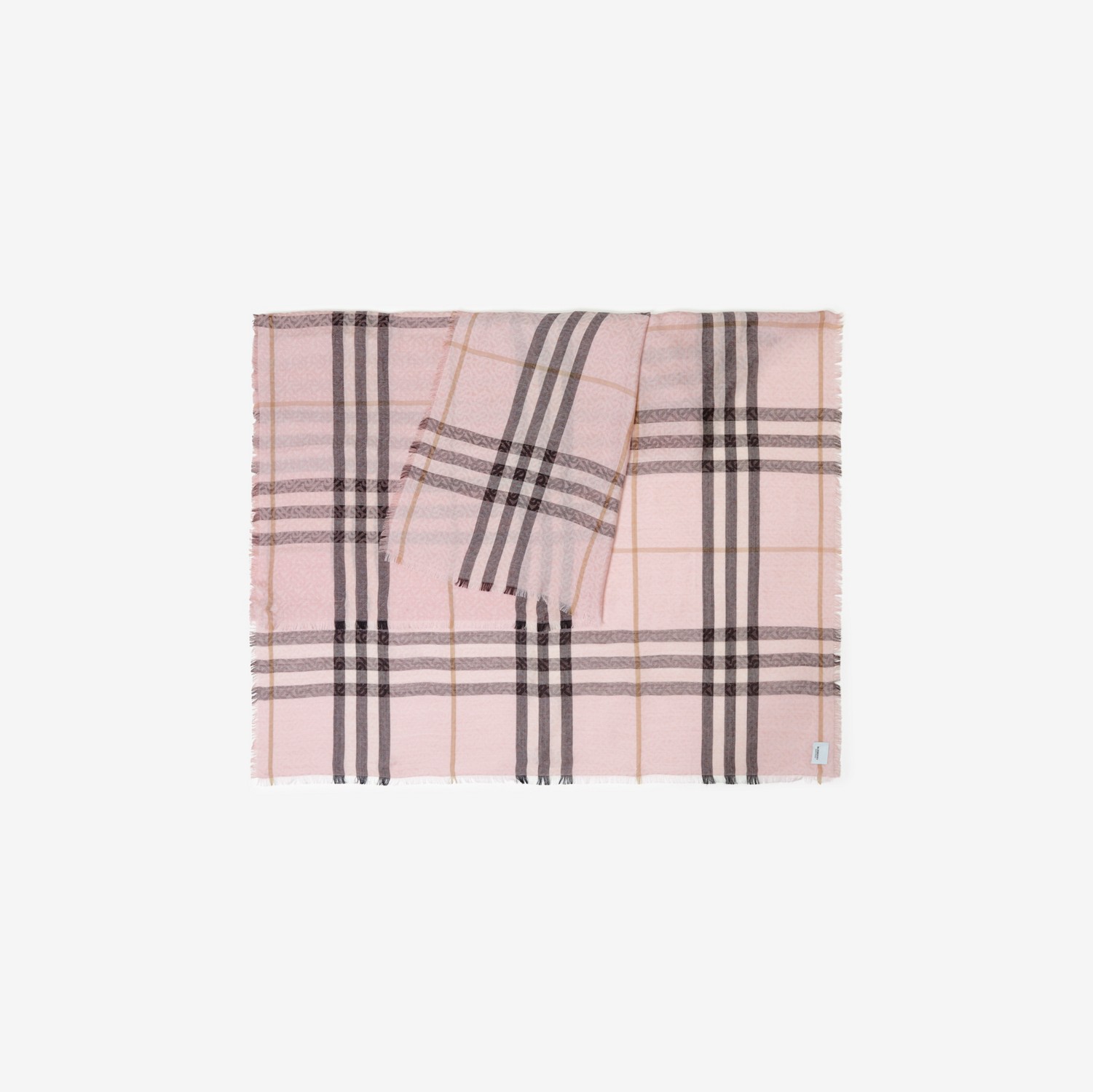 Sciarpa leggera in lana e seta con collage di stampe (Rosa Alabastro) | Sito ufficiale Burberry®