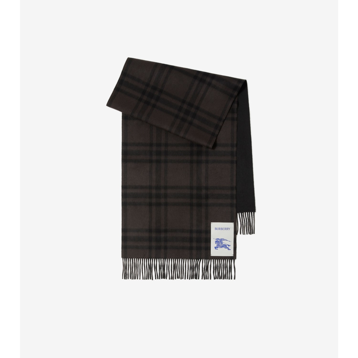 Reversible Check Cashmere Scarf in Otter