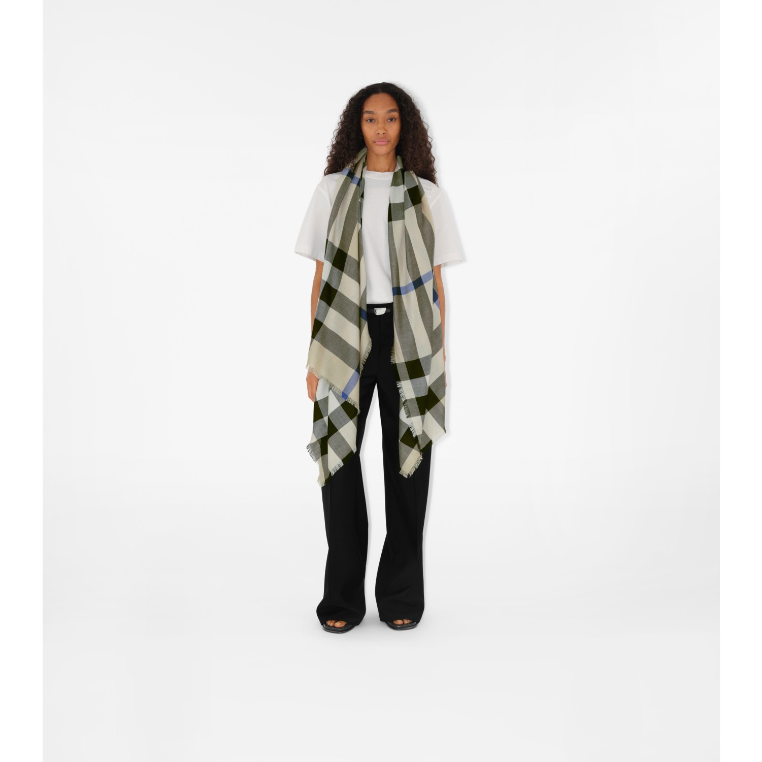 Sciarpa in cashmere e seta Check