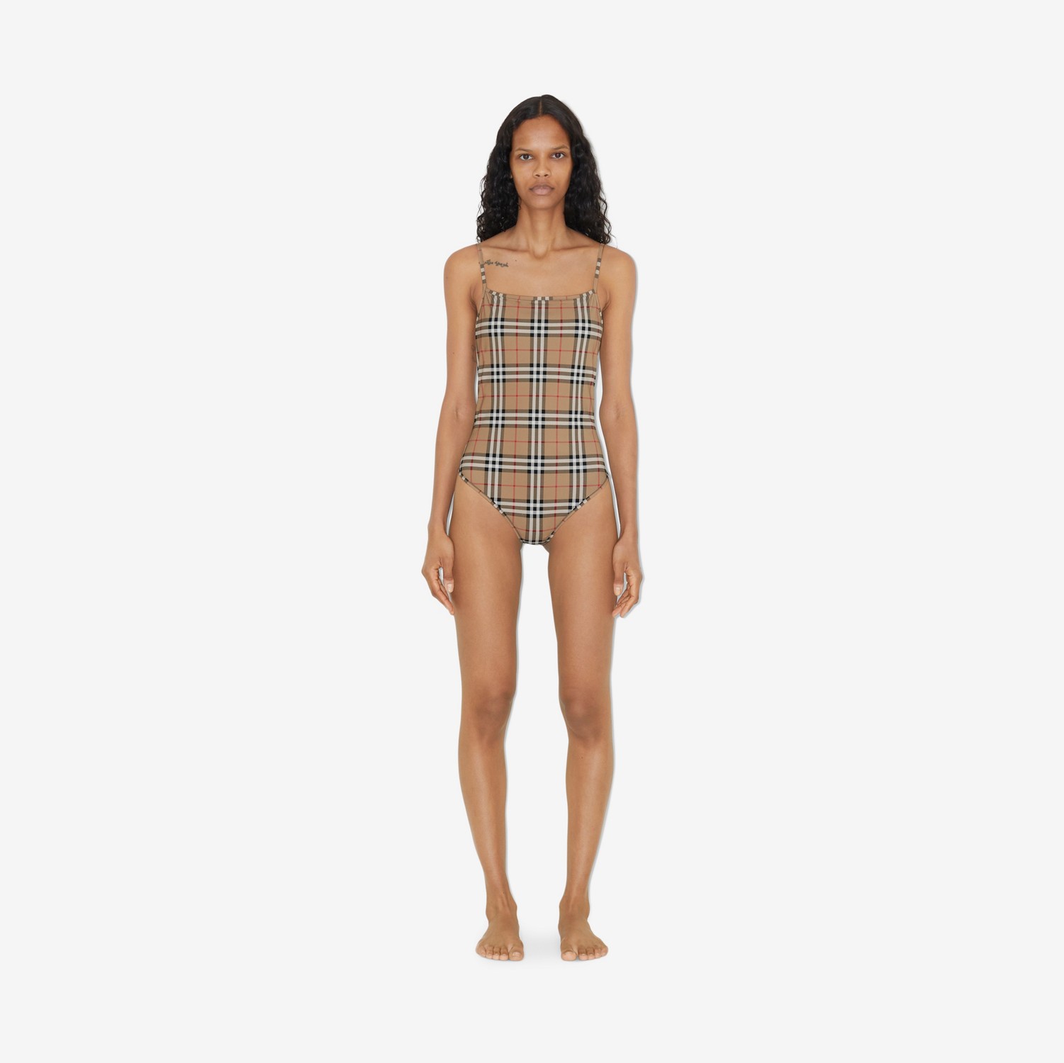 Check Swimsuit in Archive Beige - Women | Burberry® Official
