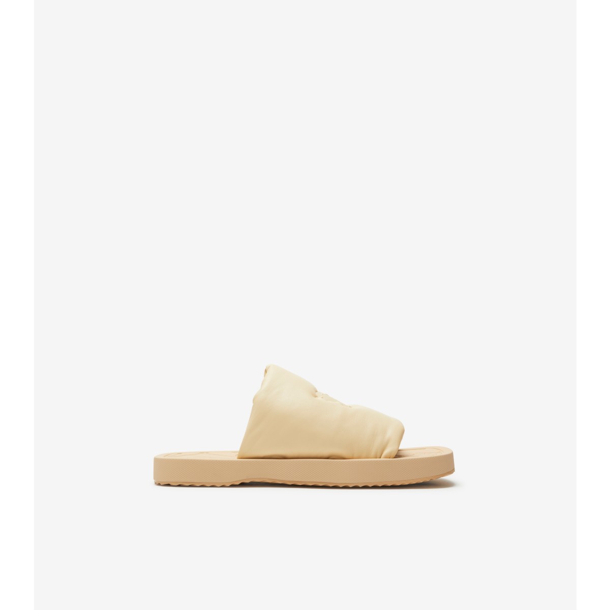 Burberry Ekd Slab Leather Slides In Butter
