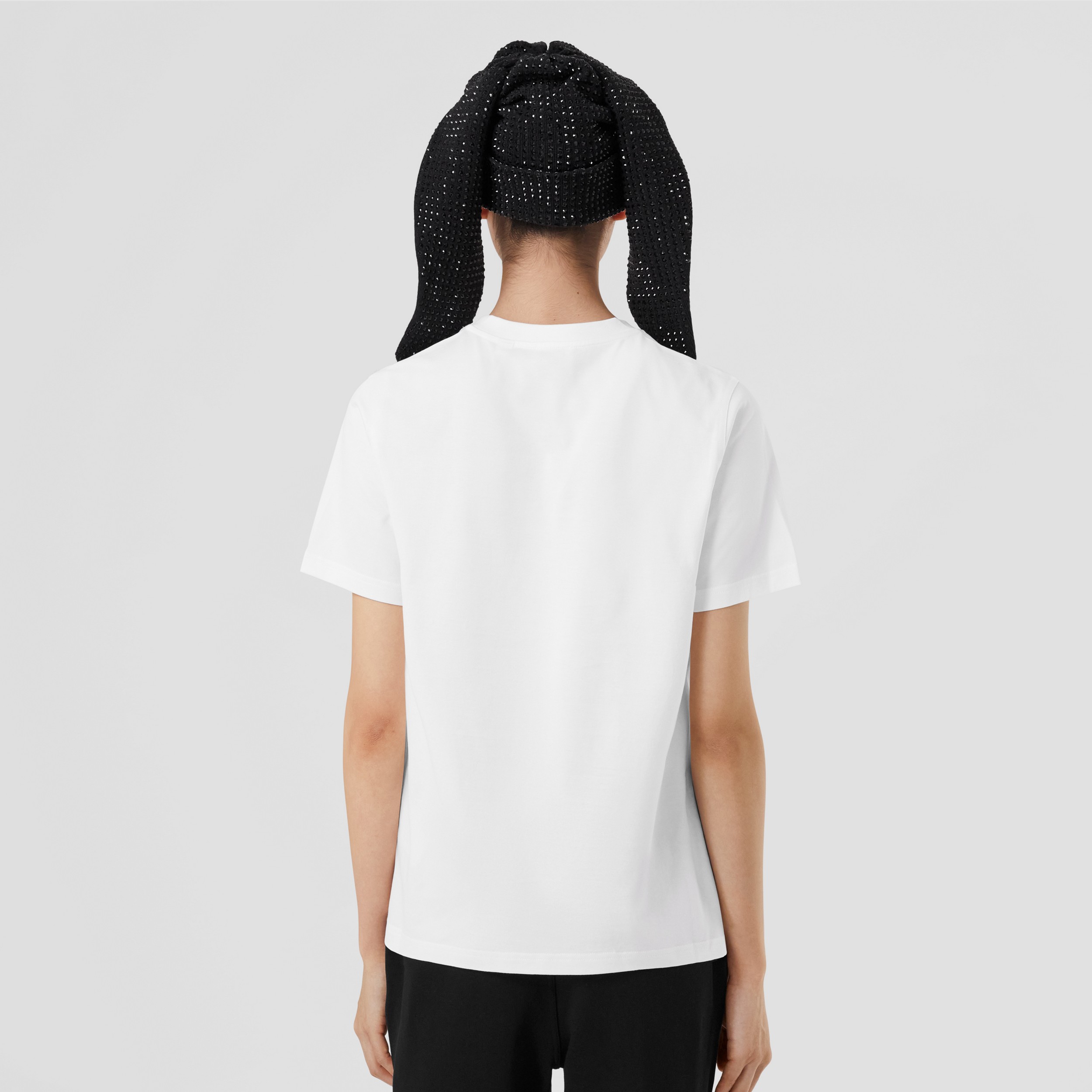 Rabbit Print Cotton T-shirt in White - Women | Burberry® Official - 3