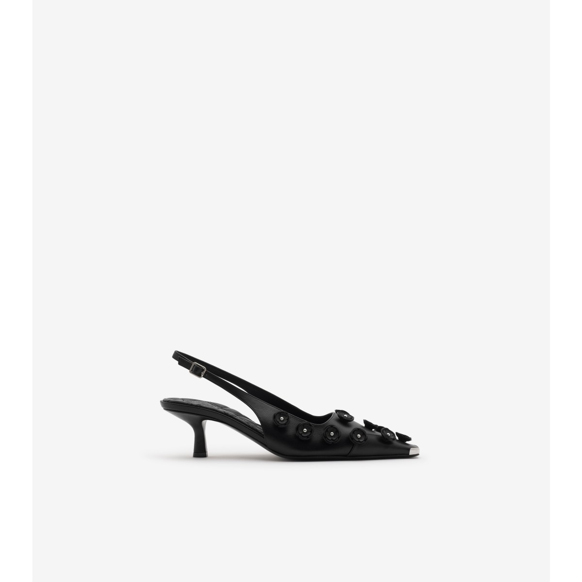 Shop Burberry Leather Chisel Flora Slingback Pumps In Black