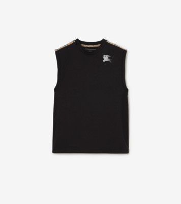 BURBERRY LONDON タンクトップ チェックトリム ジャージータンクトップ (ブラック) - メンズ