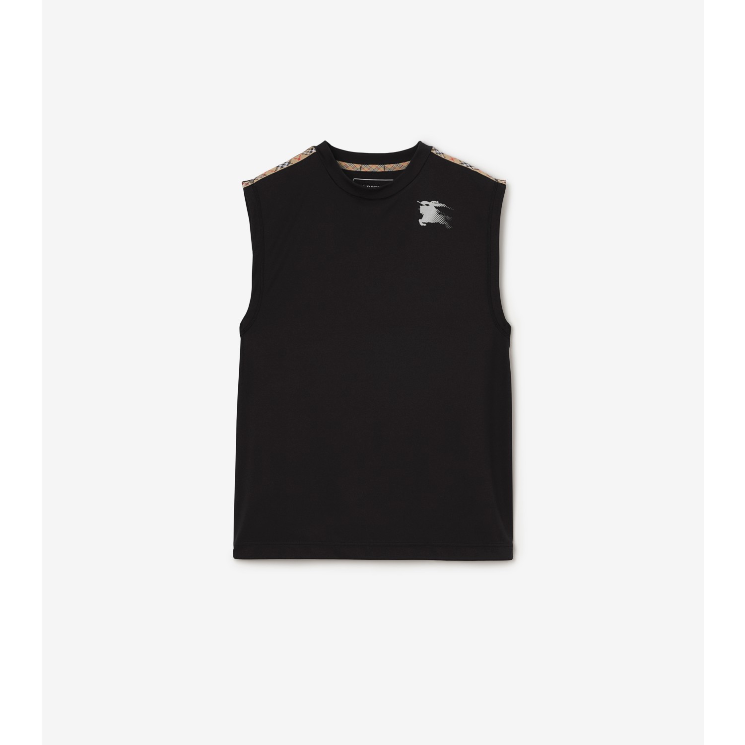 Camiseta sin mangas en tejido jersey con detalle Check