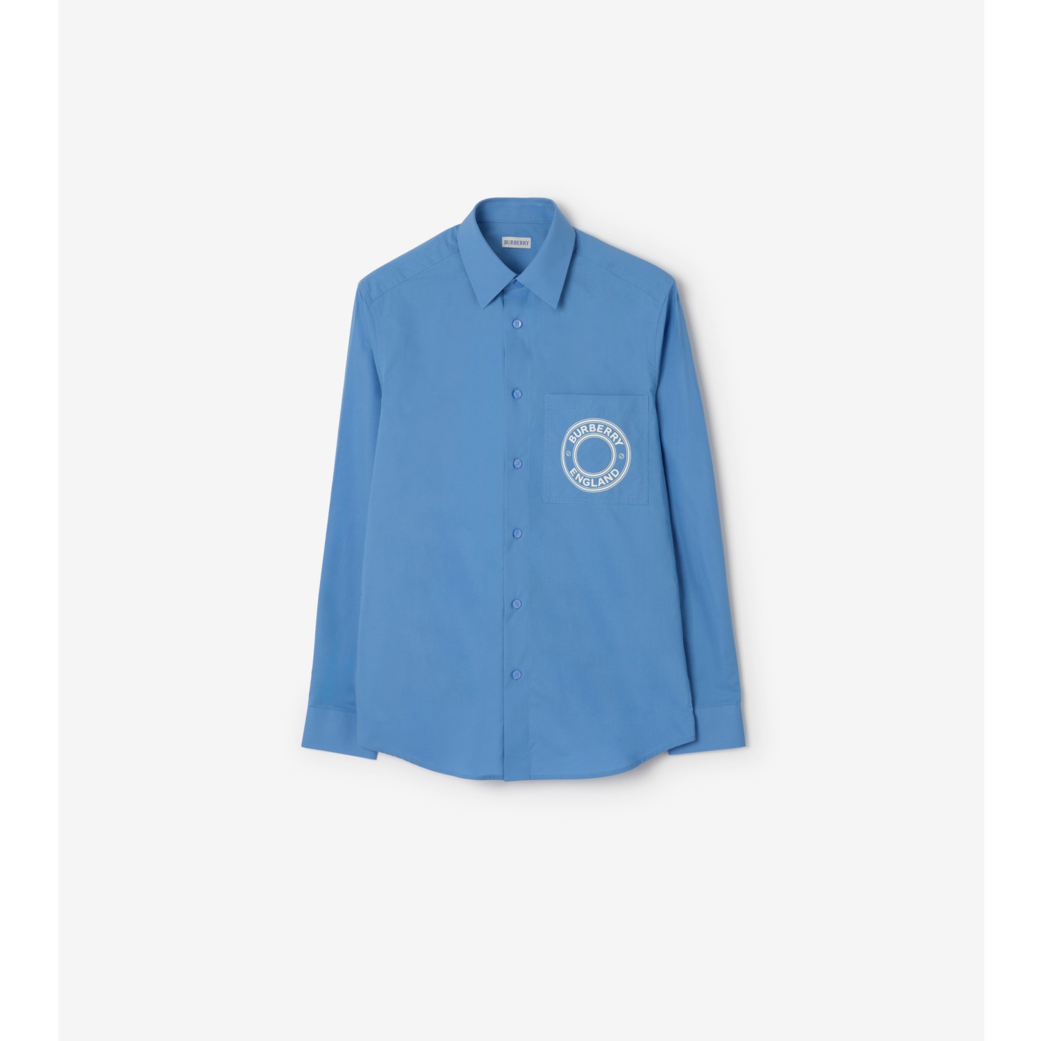 Logo Graphic Cotton Shirt in Periwinkle blue - Men | Burberry® Official
