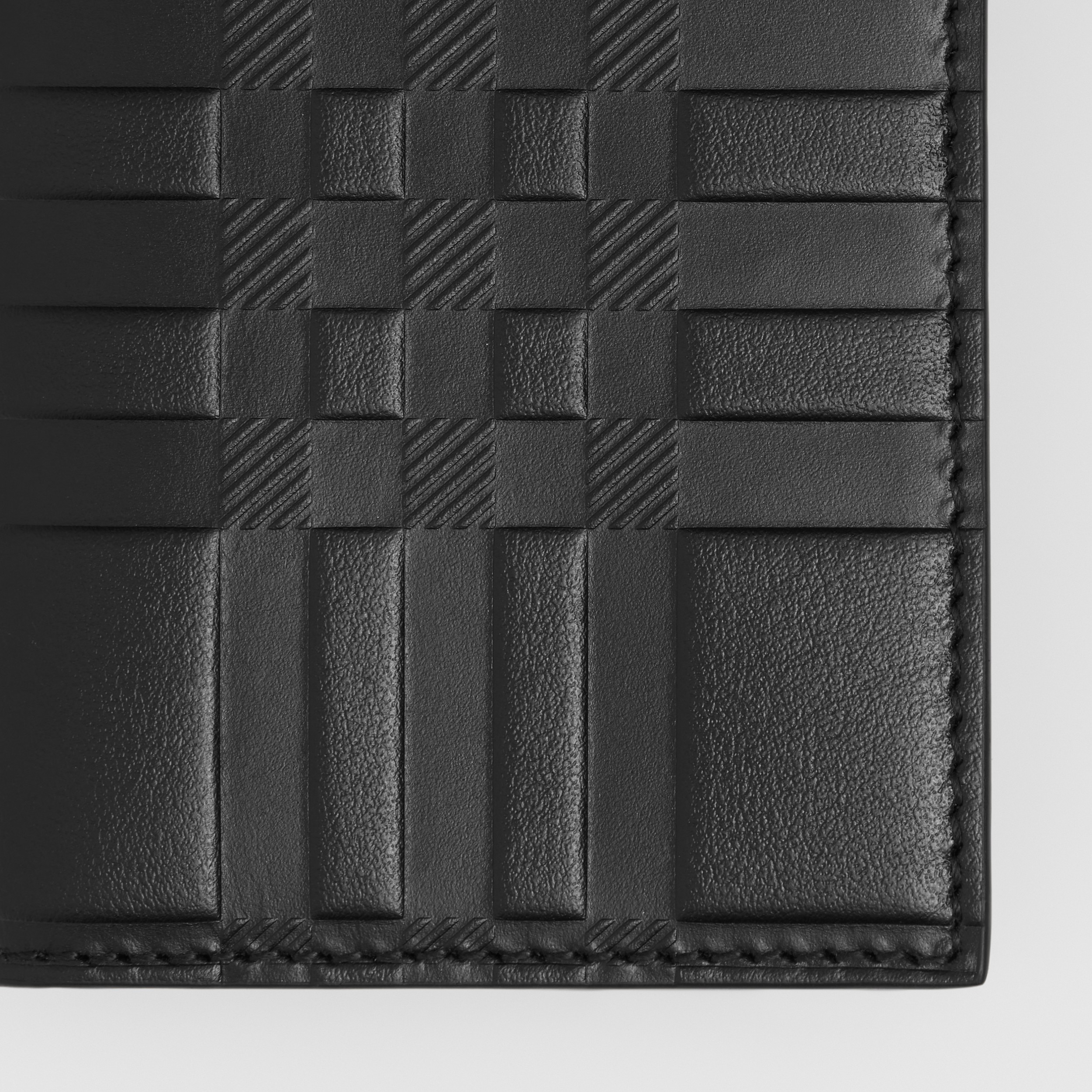 Embossed Check Leather Folding Card Case in Black - Men | Burberry® Official - 2