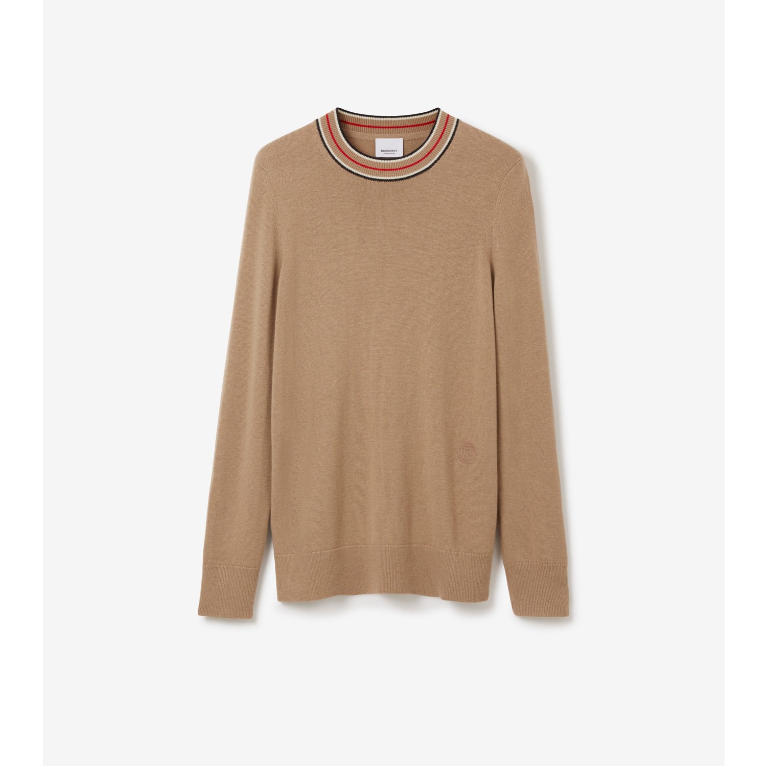 Stripe Collar Cashmere Sweater in Camel - Women | Burberry® Official