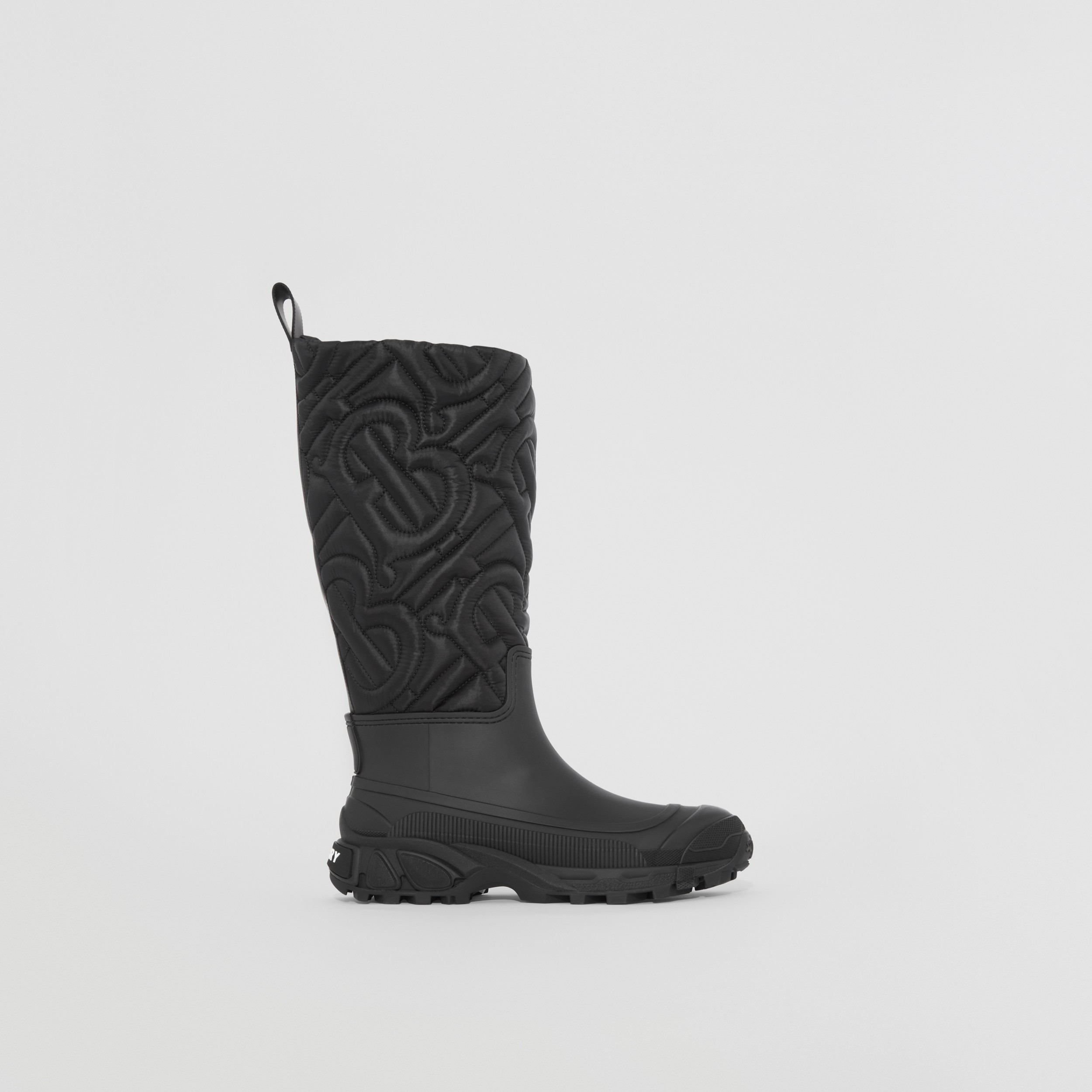 Quilted Monogram Panel Rain Boots in Black - Women | Burberry® Official - 1