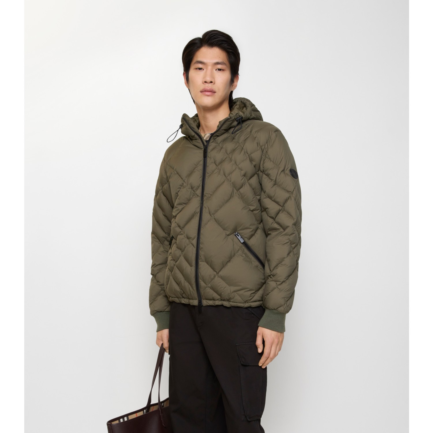 Check-stitch Nylon Doversgreen Puffer Jacket
