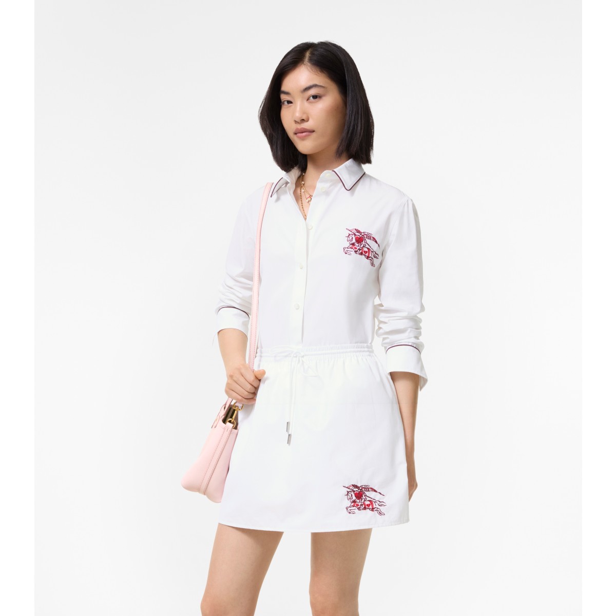  Embroidered Classic Fit Heart Knight Cotton Shirt