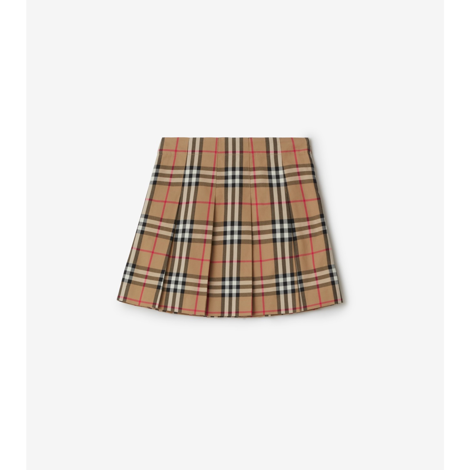 Check Cotton Pleated Skirt